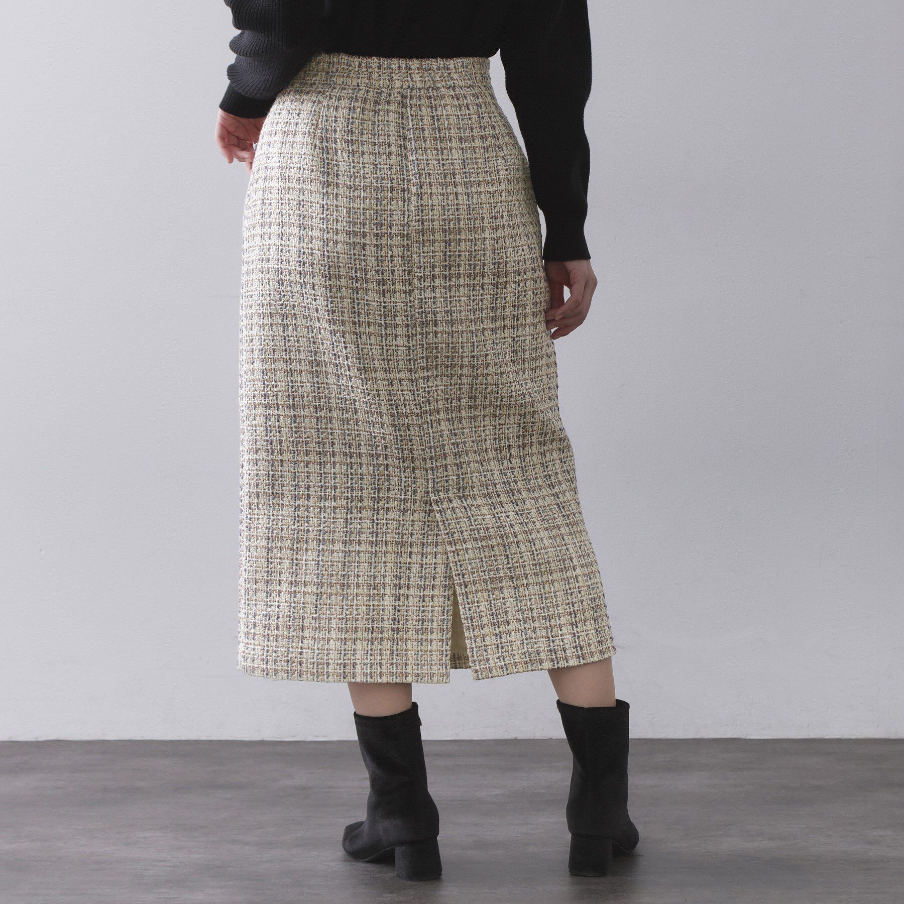 OPAQUE.CLIP「ファンシーツイードナロースカート【洗濯機OK】」|スカート|