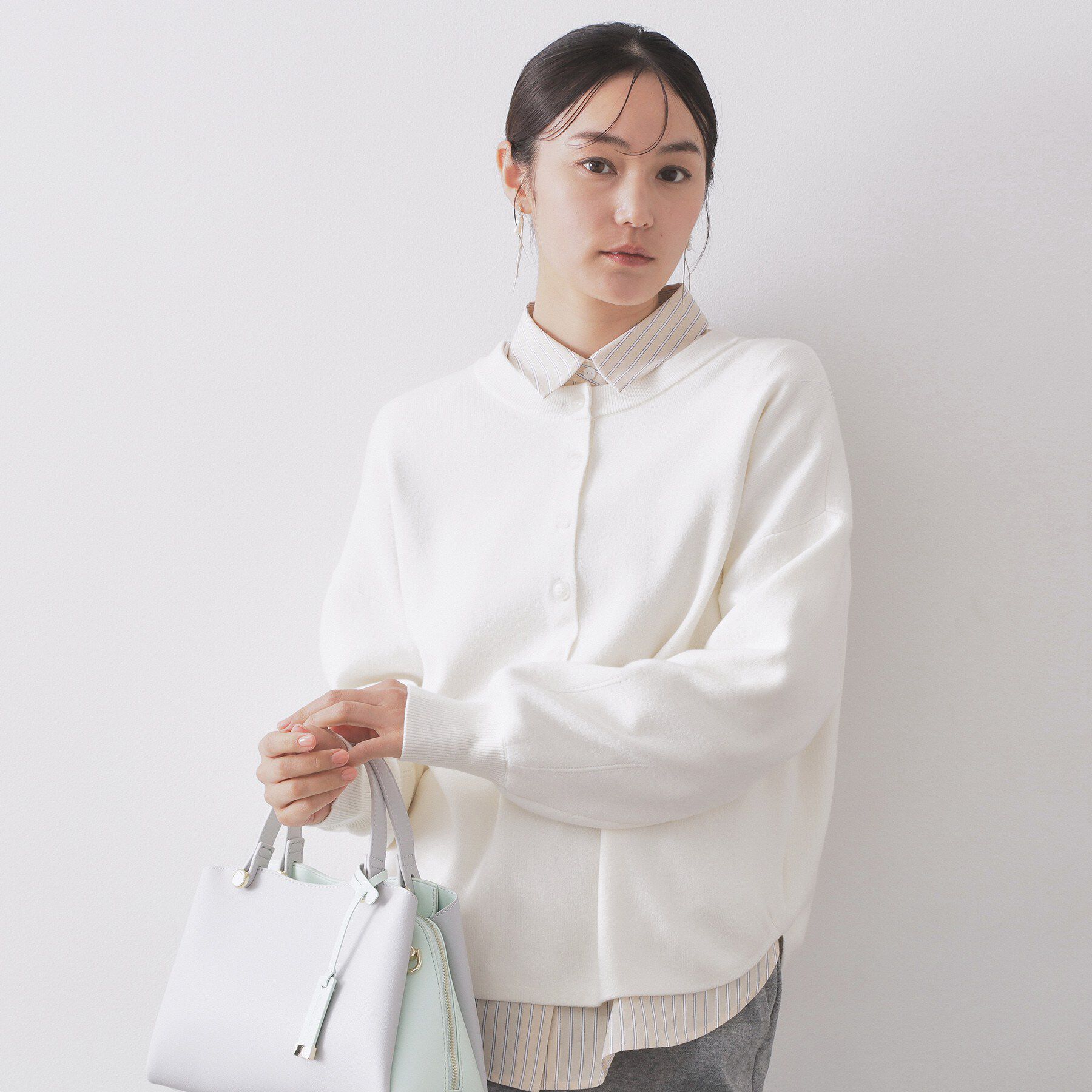 OPAQUE.CLIP「ヘンリーネックニット/前後2WAY【洗濯機OK】」|ニット・セーター|