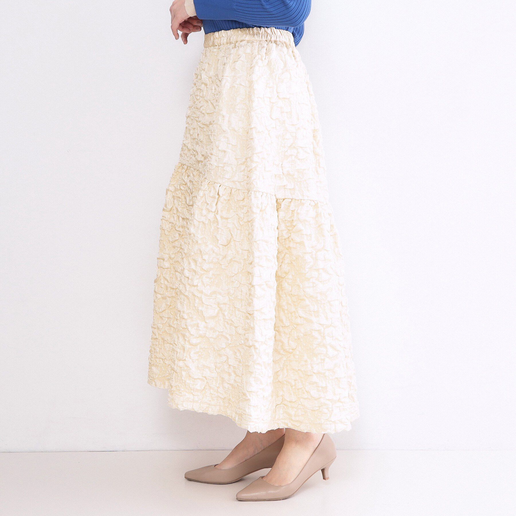 OPAQUE.CLIP「ふくれジャカードティアードスカート【洗濯機OK】」|スカート|