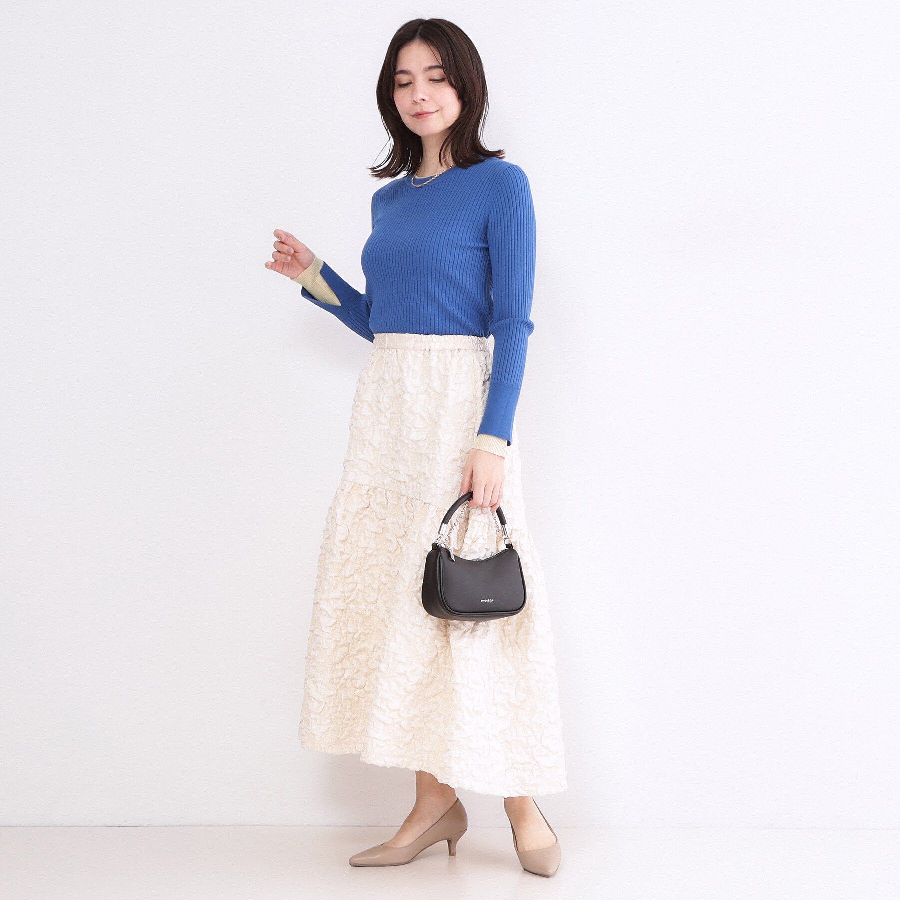 OPAQUE.CLIP「レイヤード風クルーネックリブニット【洗濯機OK】」|ニット・セーター|