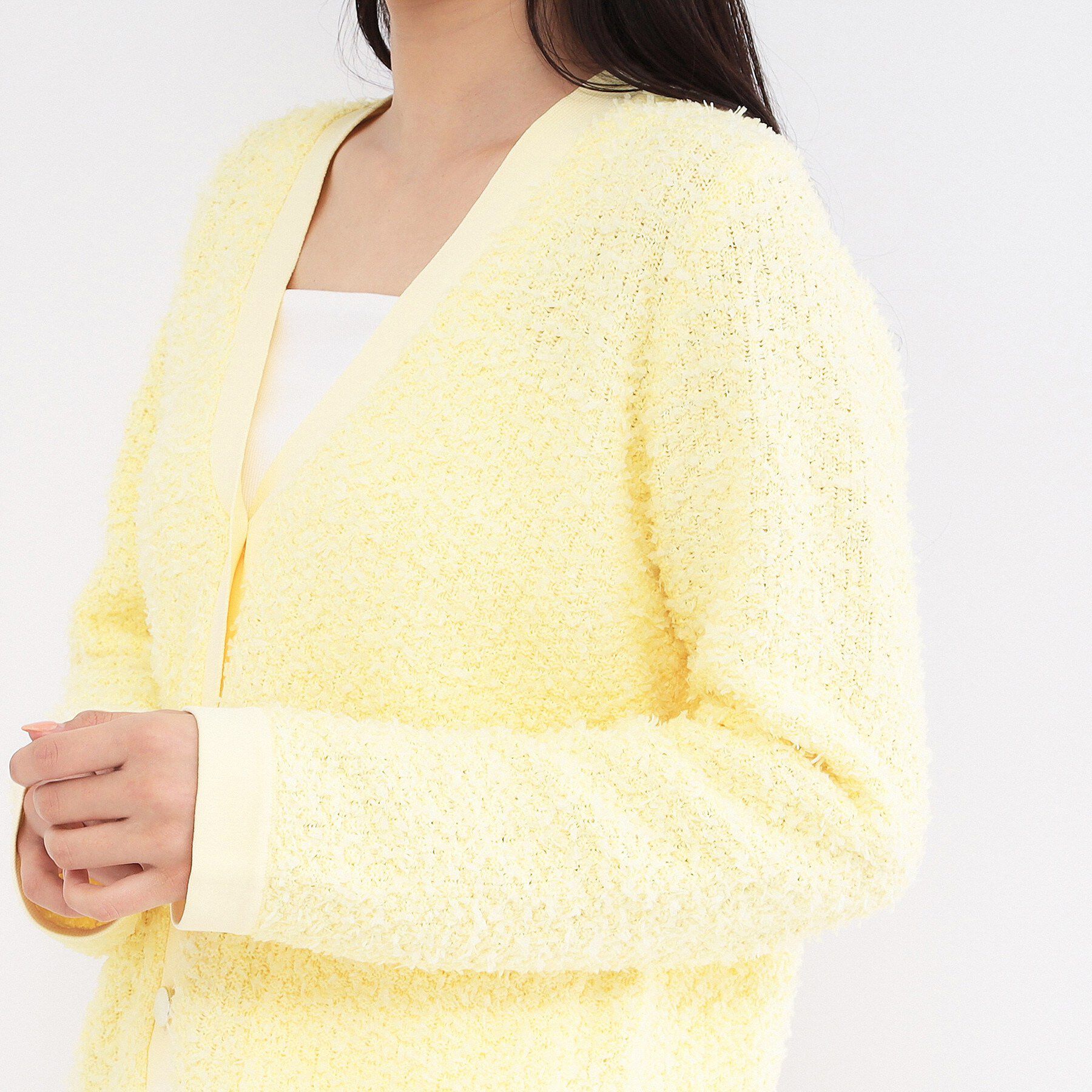 OPAQUE.CLIP「ツイードライクVネックニットカーディガン【洗濯機OK】」|カーディガン|