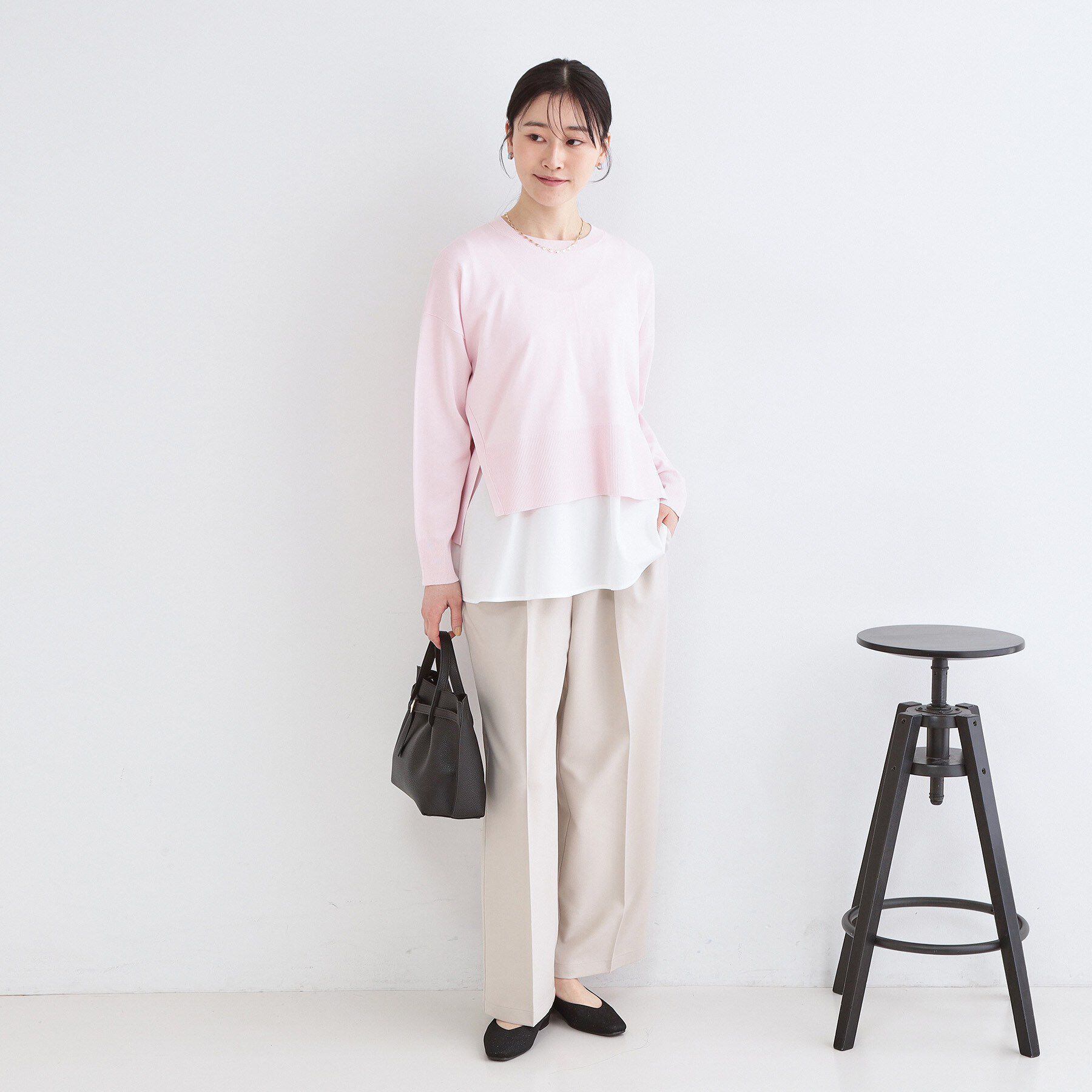 OPAQUE.CLIP「《ツインセット》ワイドニット&times;裾フレアタンクトップ【洗濯機OK】」|ニット・セーター|