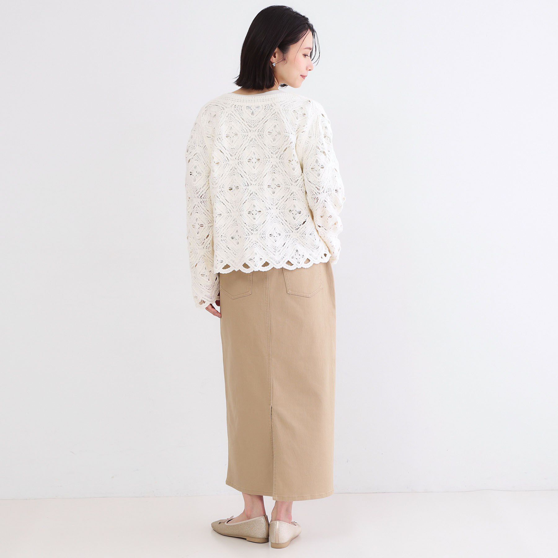 OPAQUE.CLIP「かぎ針風ニットカーディガン【洗濯機OK】」|カーディガン|