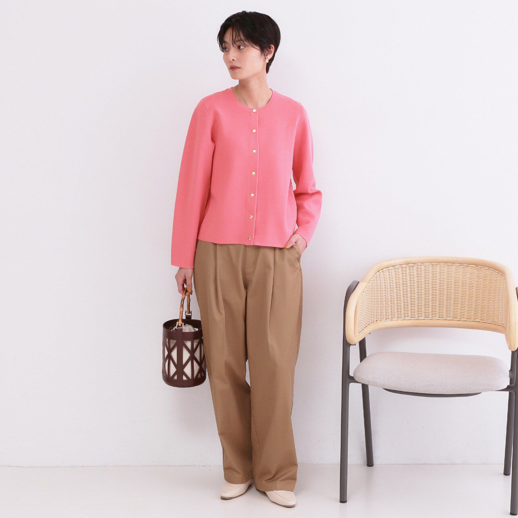 OPAQUE.CLIP「スナップボタンニットカーディガン【洗濯機OK/抗ピル】」|カーディガン|