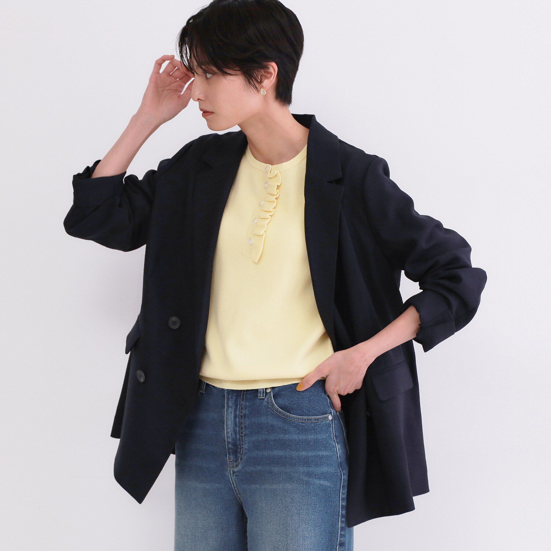 OPAQUE.CLIP「ダブルブレストジャケット【洗える/UVケア/防シワ加工/接触冷感】」|テーラードジャケット|