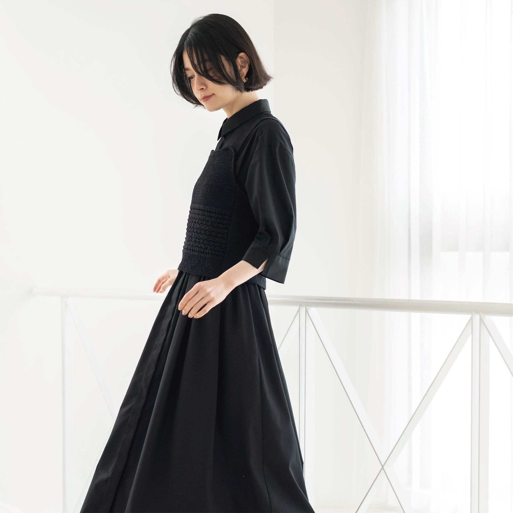 OPAQUE.CLIP「サッシュリボンベルト付きフレアシャツワンピース【洗濯機OK/防シワ加工】」|ワンピース|