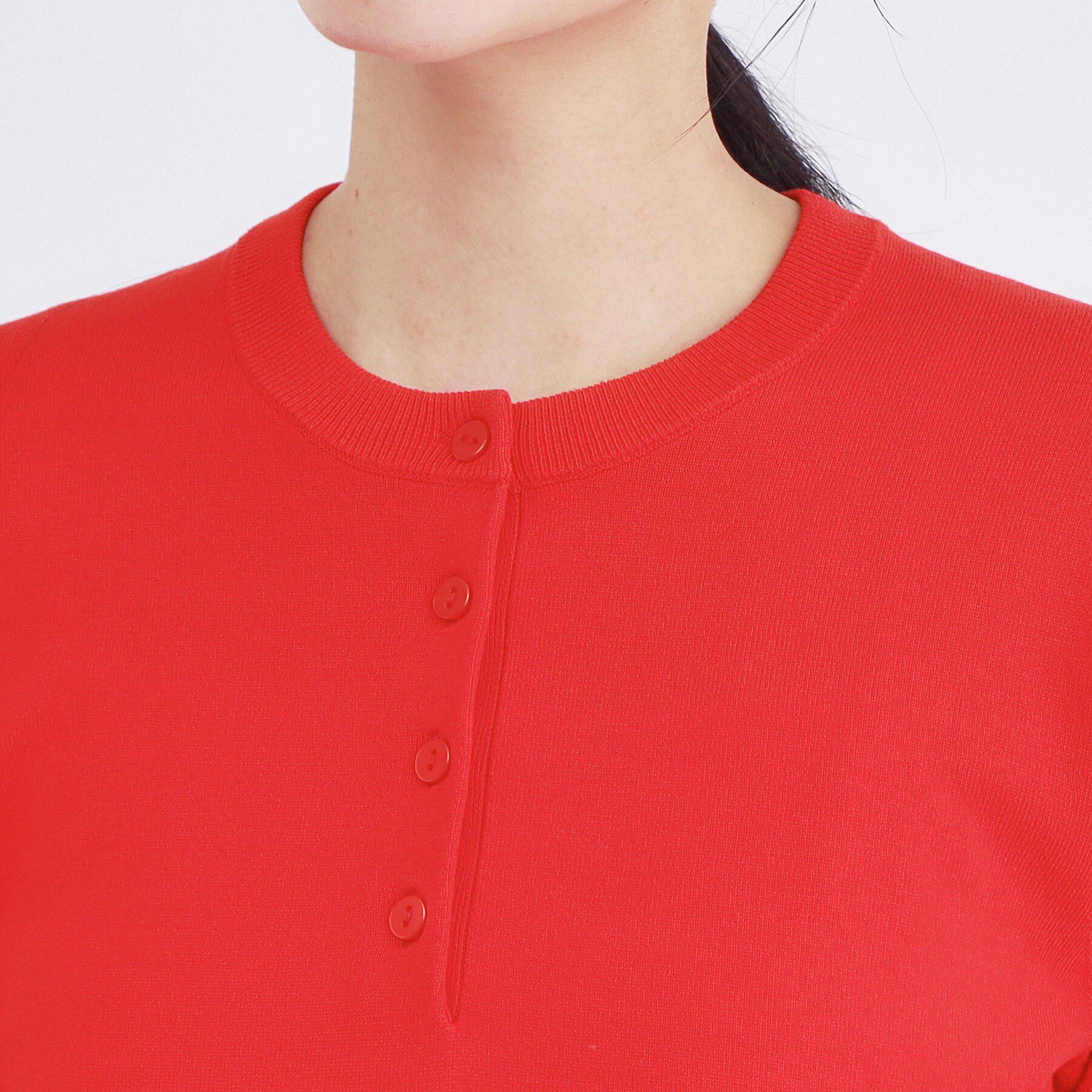 OPAQUE.CLIP「裾フリルヘンリーネックニット【洗濯機OK】」|ニット・セーター|