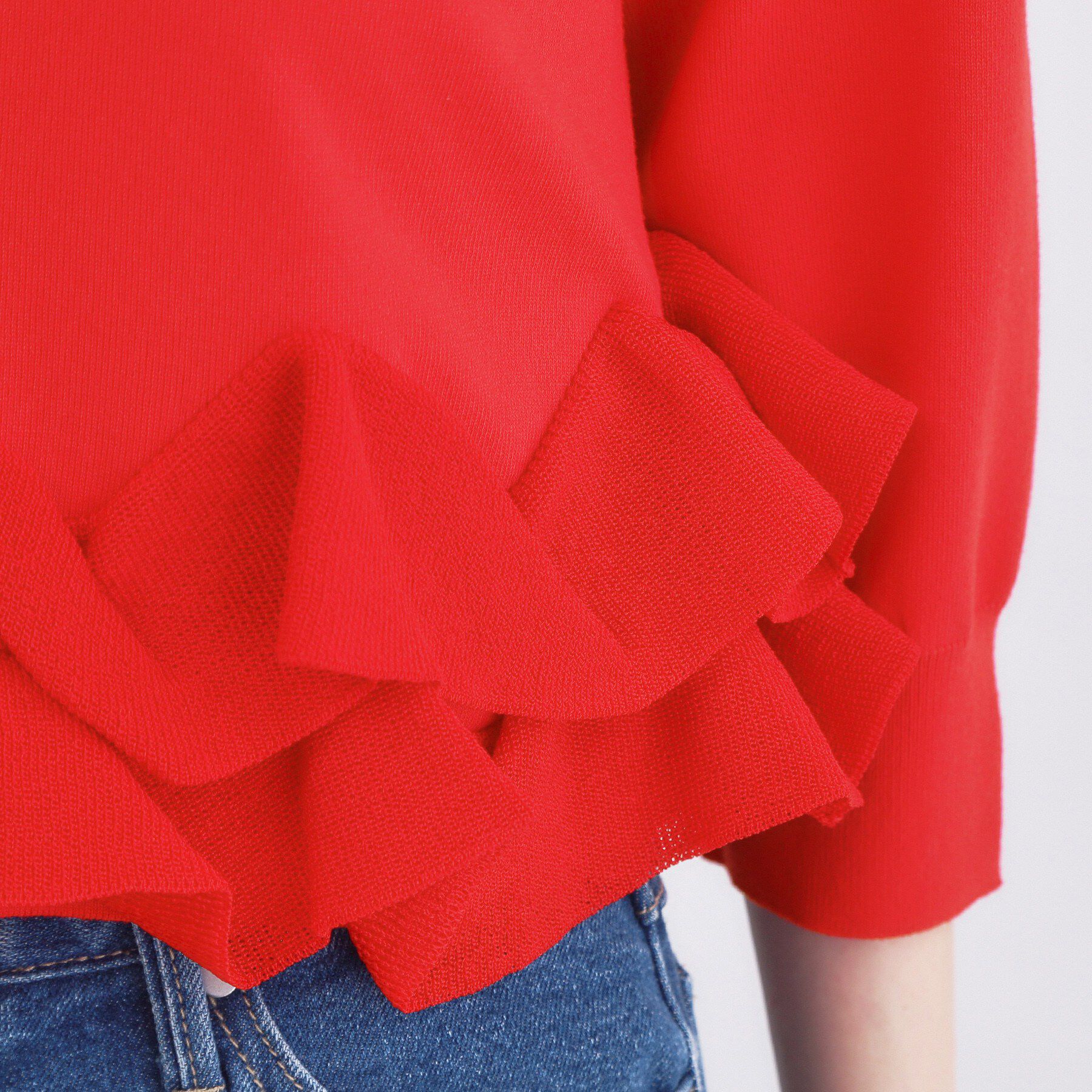 OPAQUE.CLIP「裾フリルヘンリーネックニット【洗濯機OK】」|ニット・セーター|