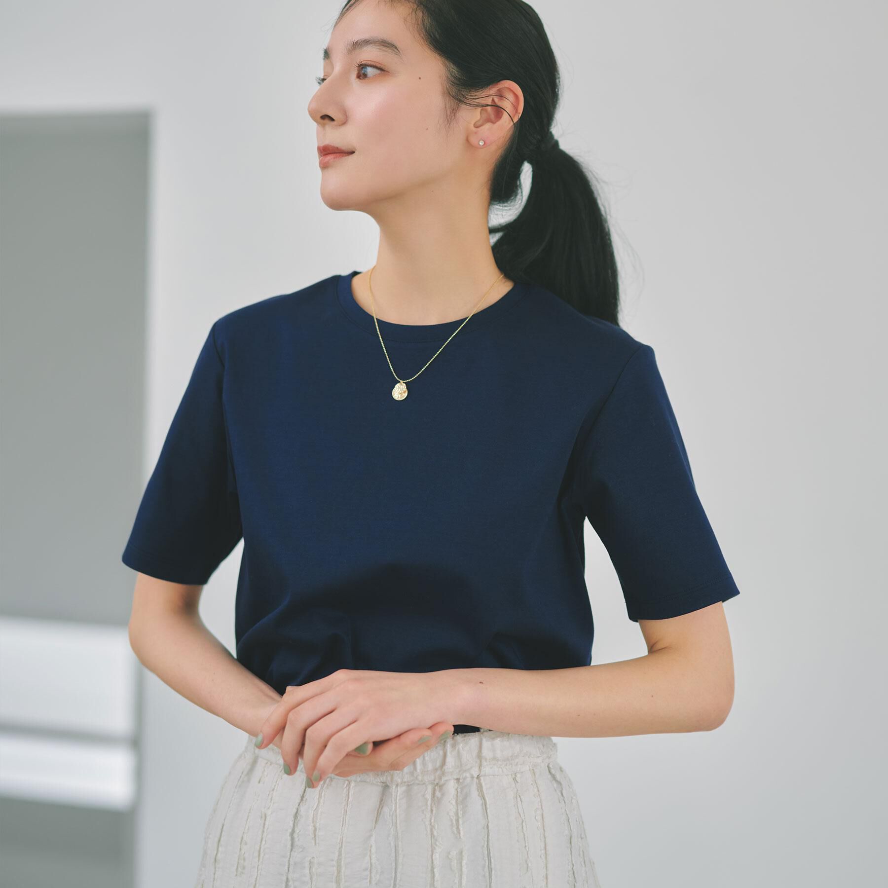 OPAQUE.CLIP「オーガニックコットン混ベーシックTシャツ【洗濯機OK】《SS～LL》」|Tシャツ・カットソー|