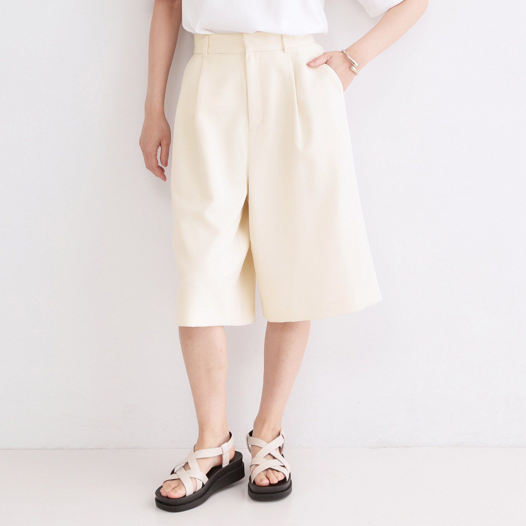 OPAQUE.CLIP「ストレッチハーフパンツ【洗濯機OK】」|その他|アイボリー(004)