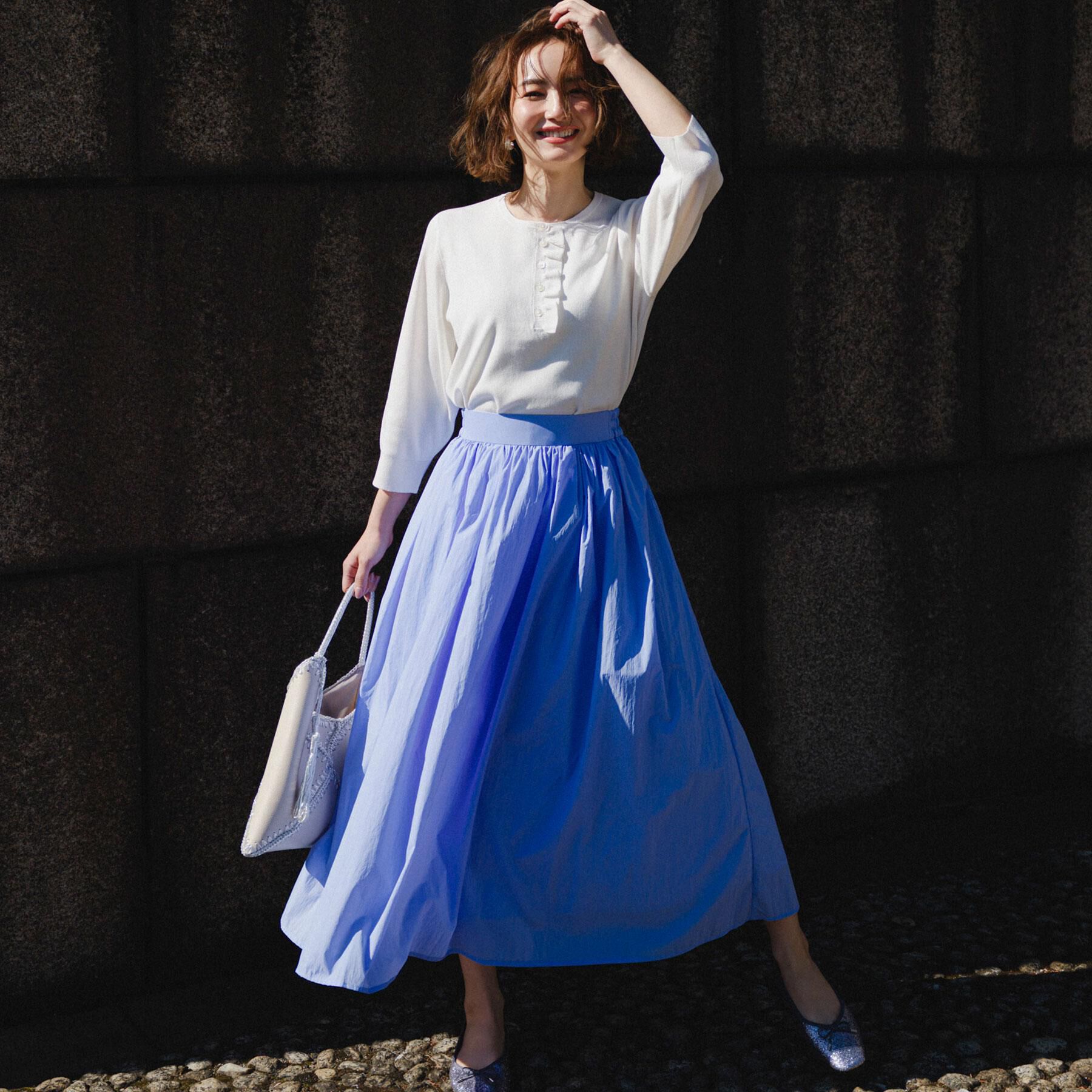 OPAQUE.CLIP「シアーヴィンテージイージーフレアスカート【洗濯機OK】」|スカート|