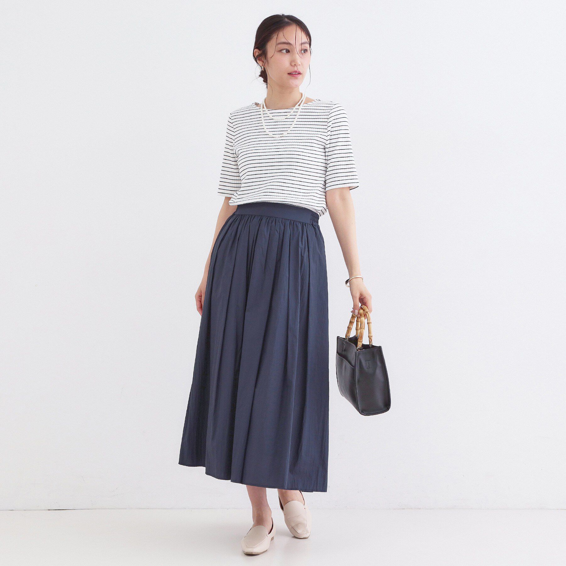 OPAQUE.CLIP「シアーヴィンテージイージーフレアスカート【洗濯機OK】」|スカート|