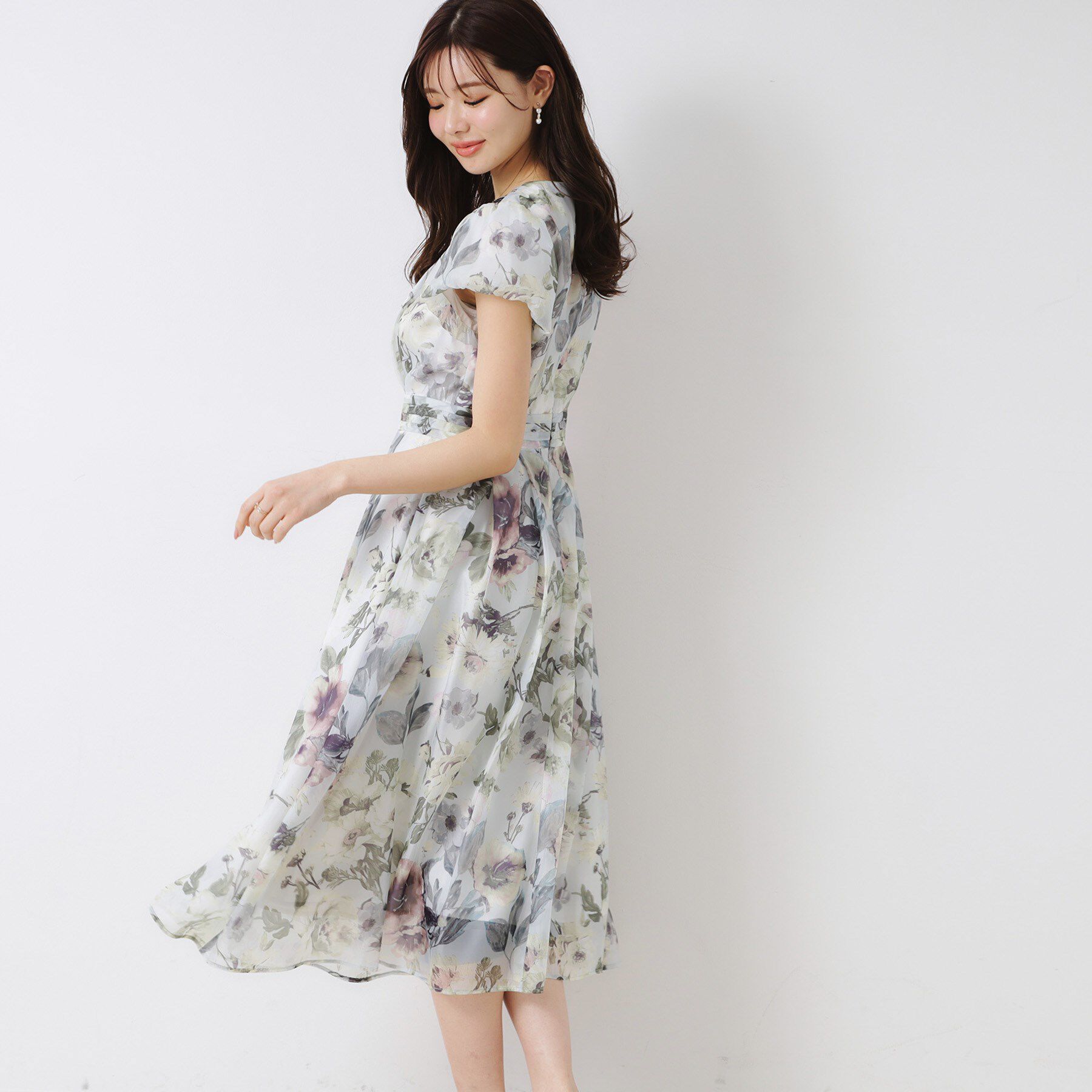 Couture broach「【花柄・一枚で着映える・細見え】Summerオーガンフルールワンピース」|ワンピース|