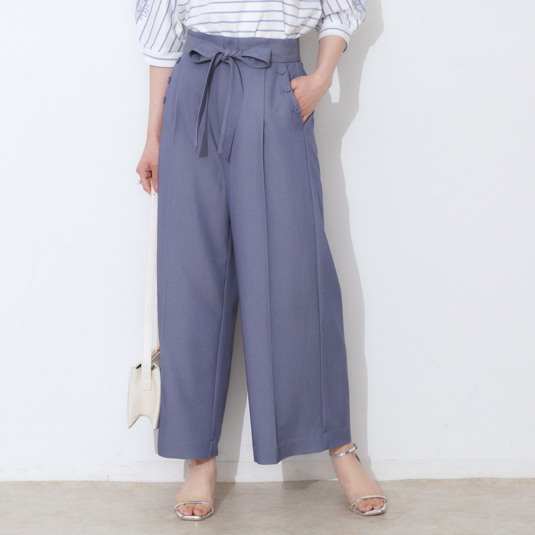 Couture broach「【リボン付き・通勤】シャンブレーワイドパンツ」|その他|