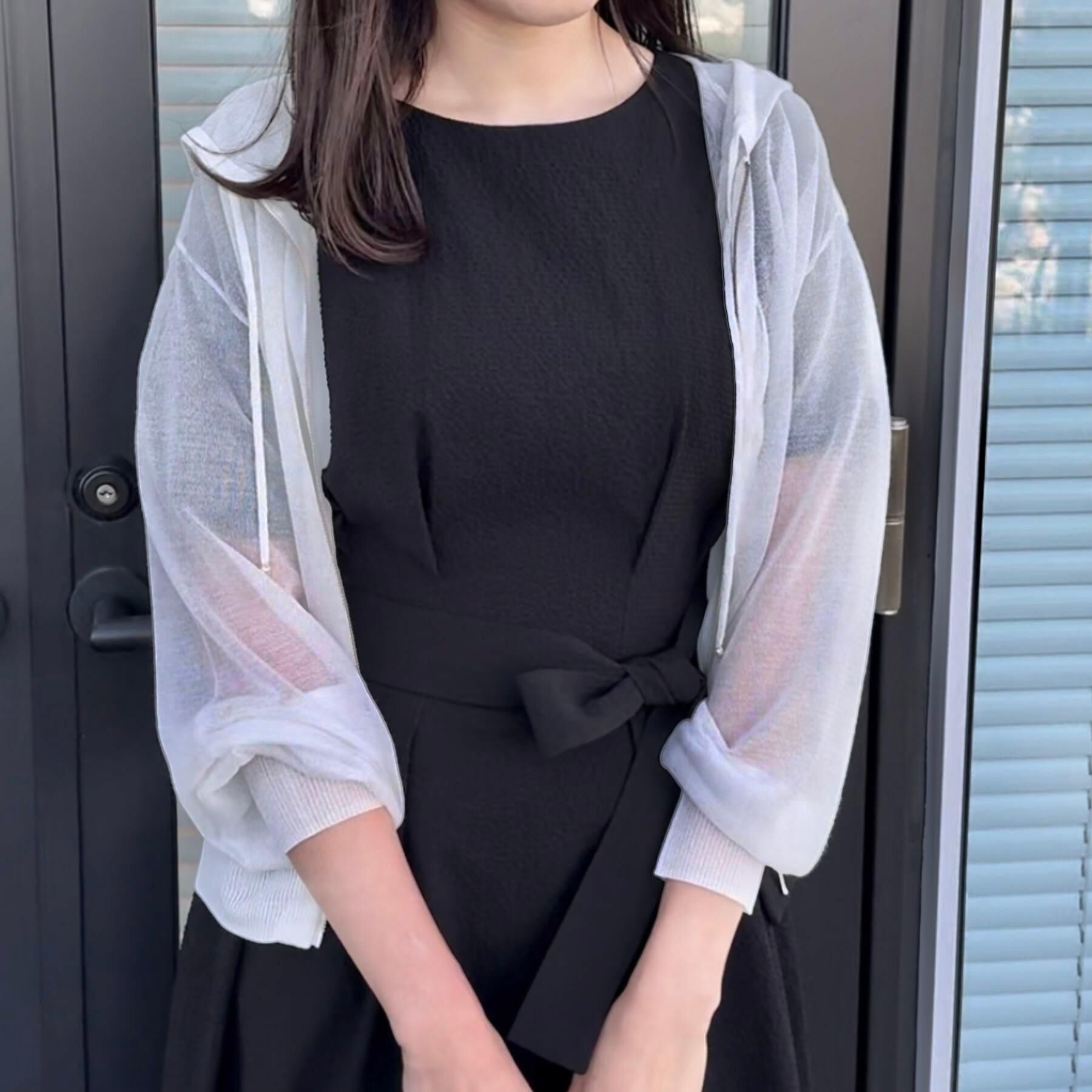 Couture broach「【上品な透け感・大人カジュアル】シアージップアップフーディー」|パーカー|