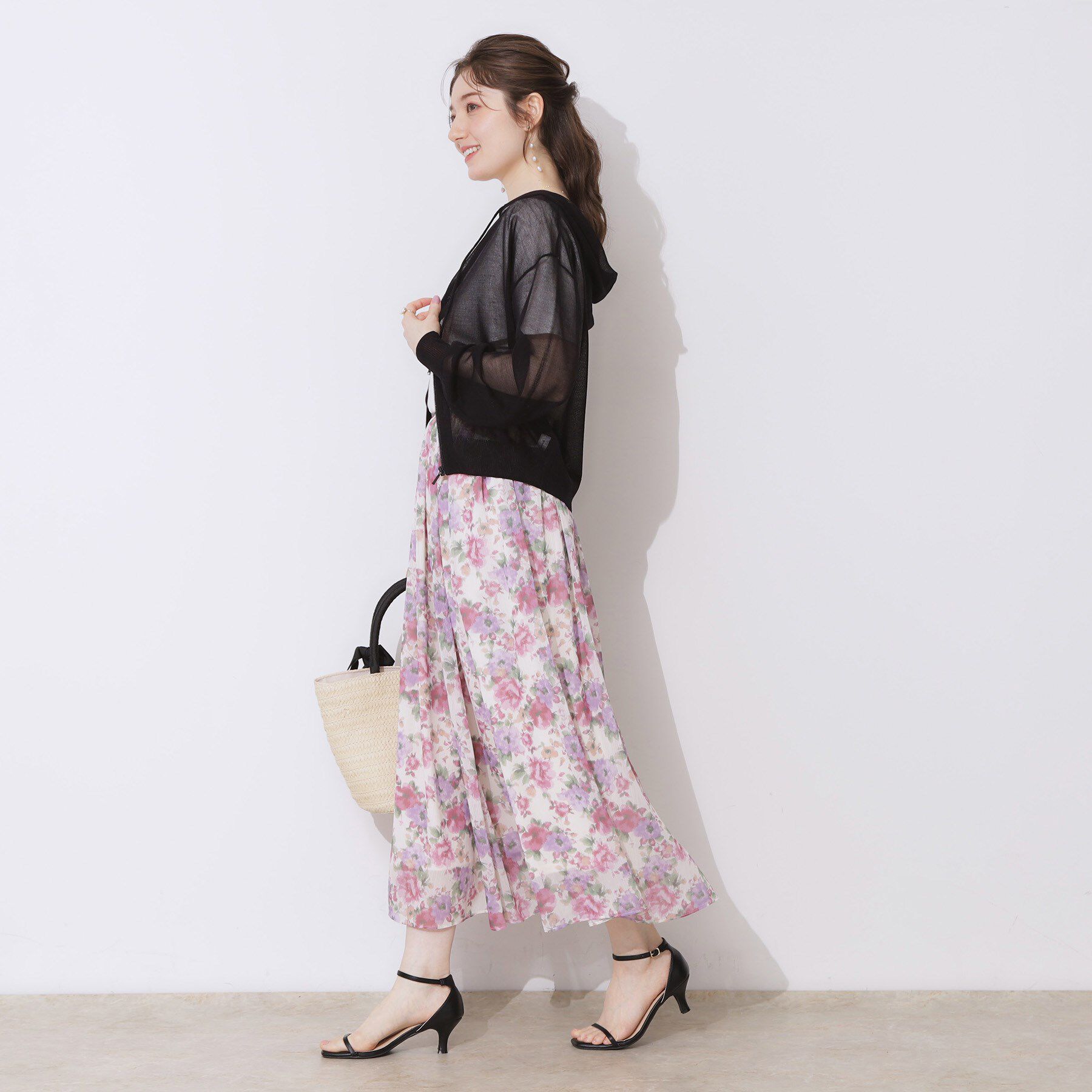 Couture broach「【上品な透け感・大人カジュアル】シアージップアップフーディー」|パーカー|