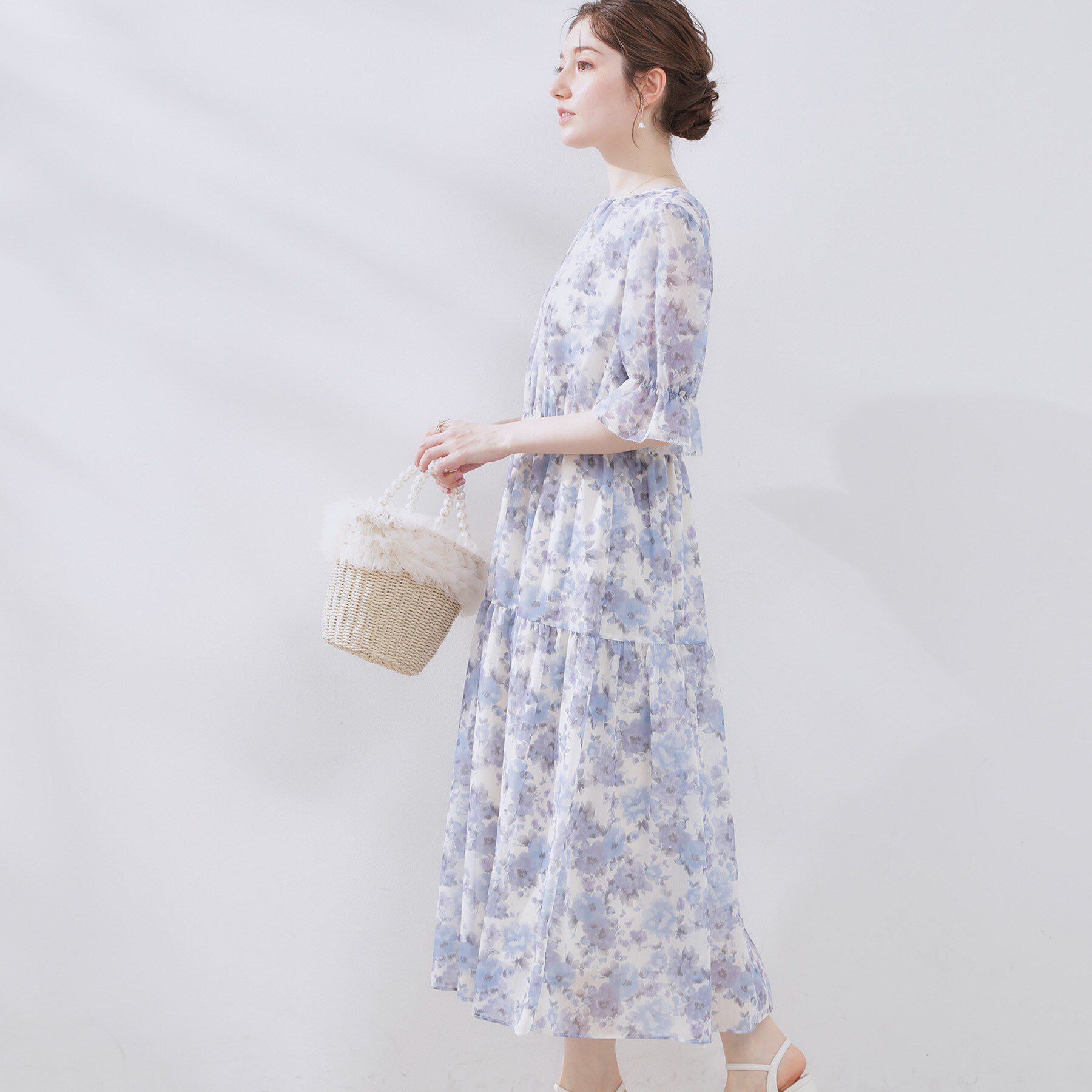 Couture broach「【一枚で着映える・大人可愛い】かすれプリント楊柳ワンピース」|ワンピース|