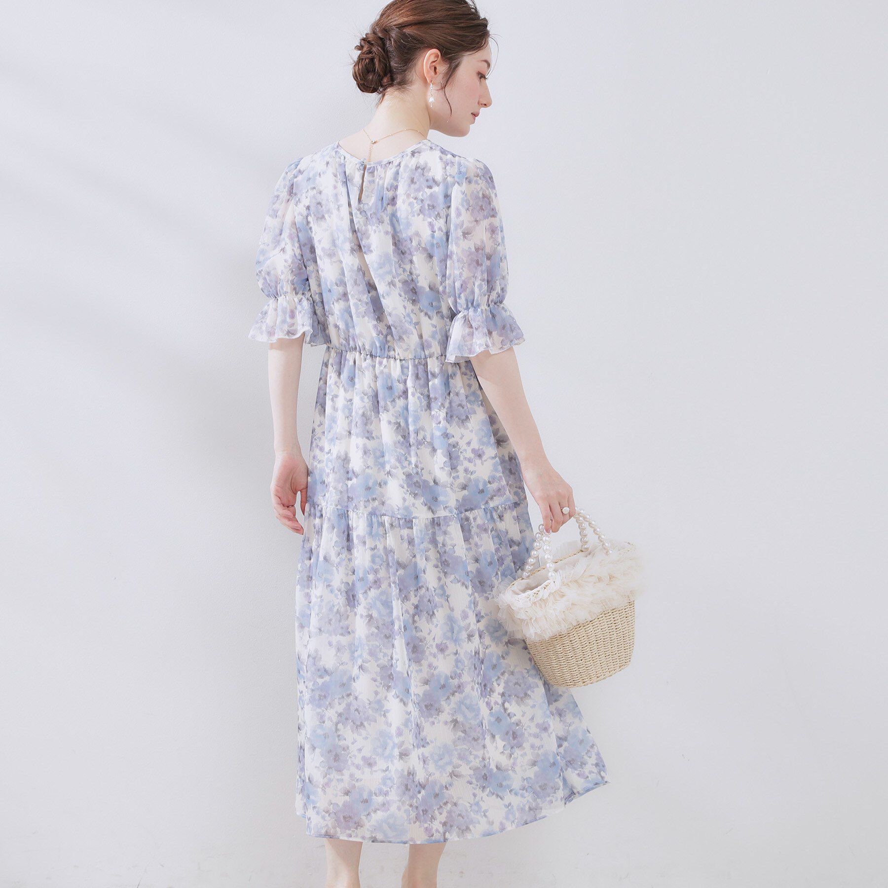 Couture broach「【一枚で着映える・大人可愛い】かすれプリント楊柳ワンピース」|ワンピース|