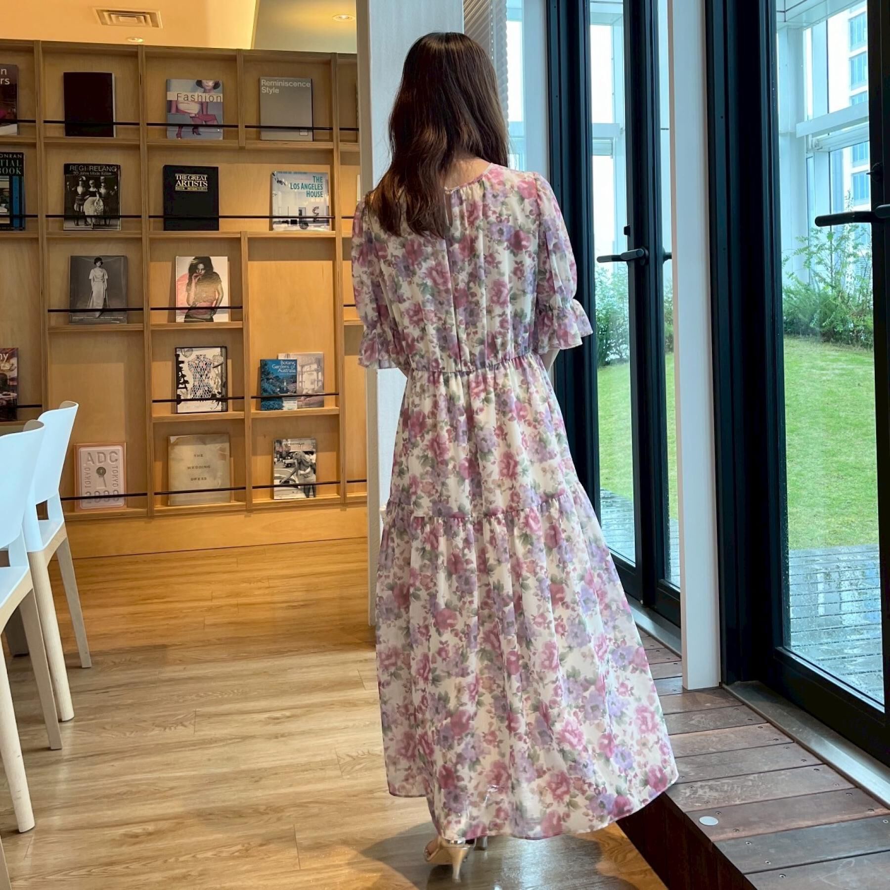 Couture broach「【一枚で着映える・大人可愛い】かすれプリント楊柳ワンピース」|ワンピース|