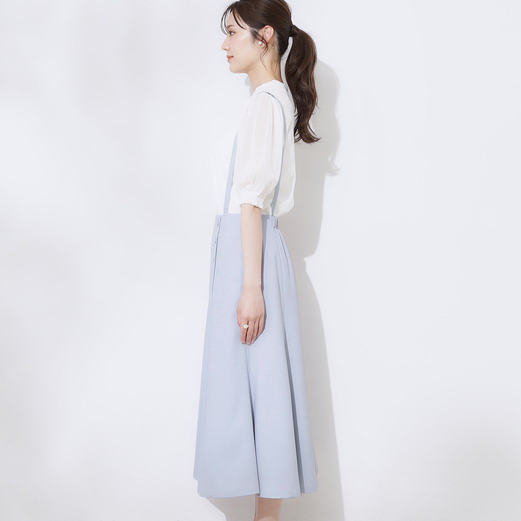 Couture broach「【2WAY・通勤・きれいめ】リネンライク サス付きスカート」|ジャンパースカート|