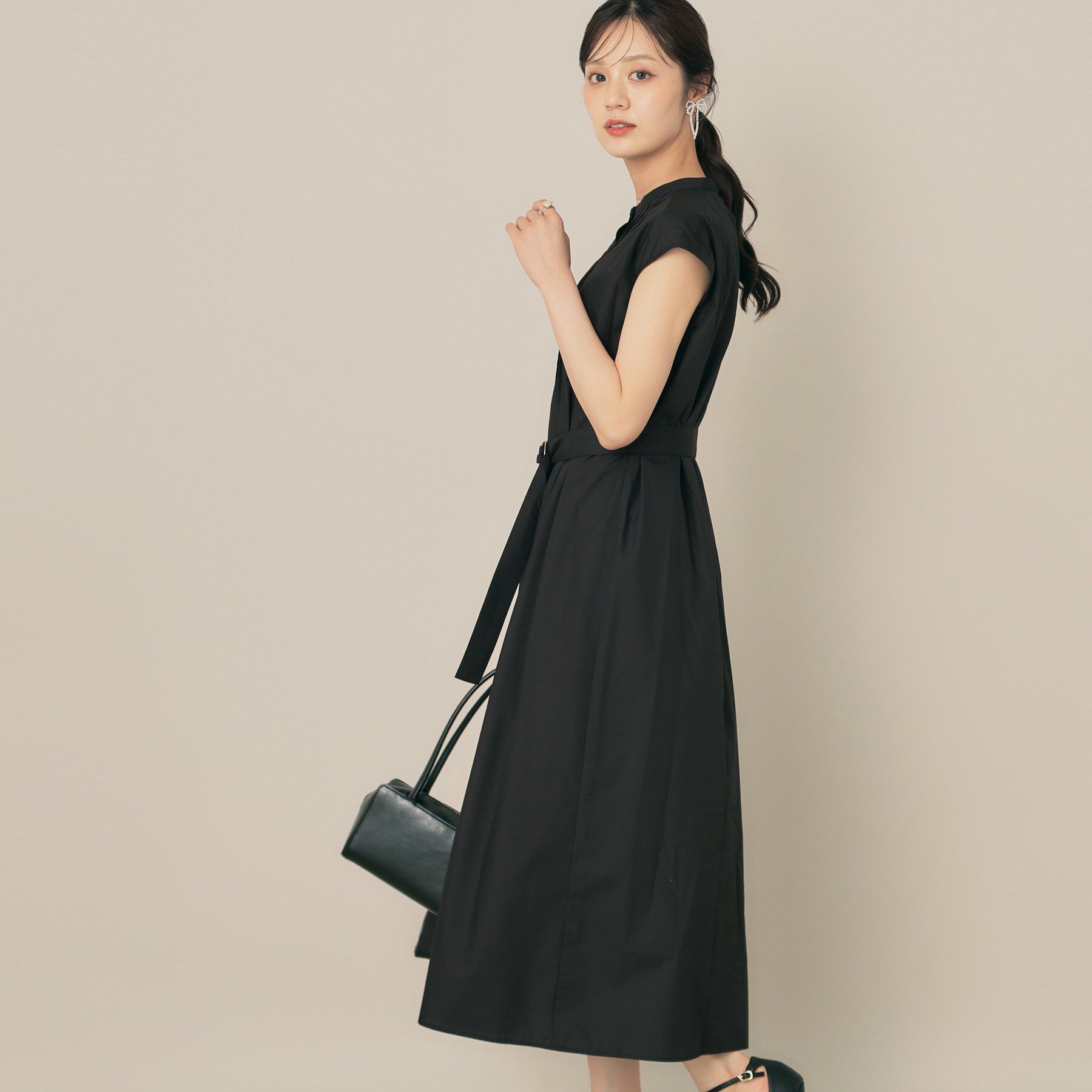 Couture broach「【Aライン・細見え】フロントタックシャツワンピース」|ワンピース|