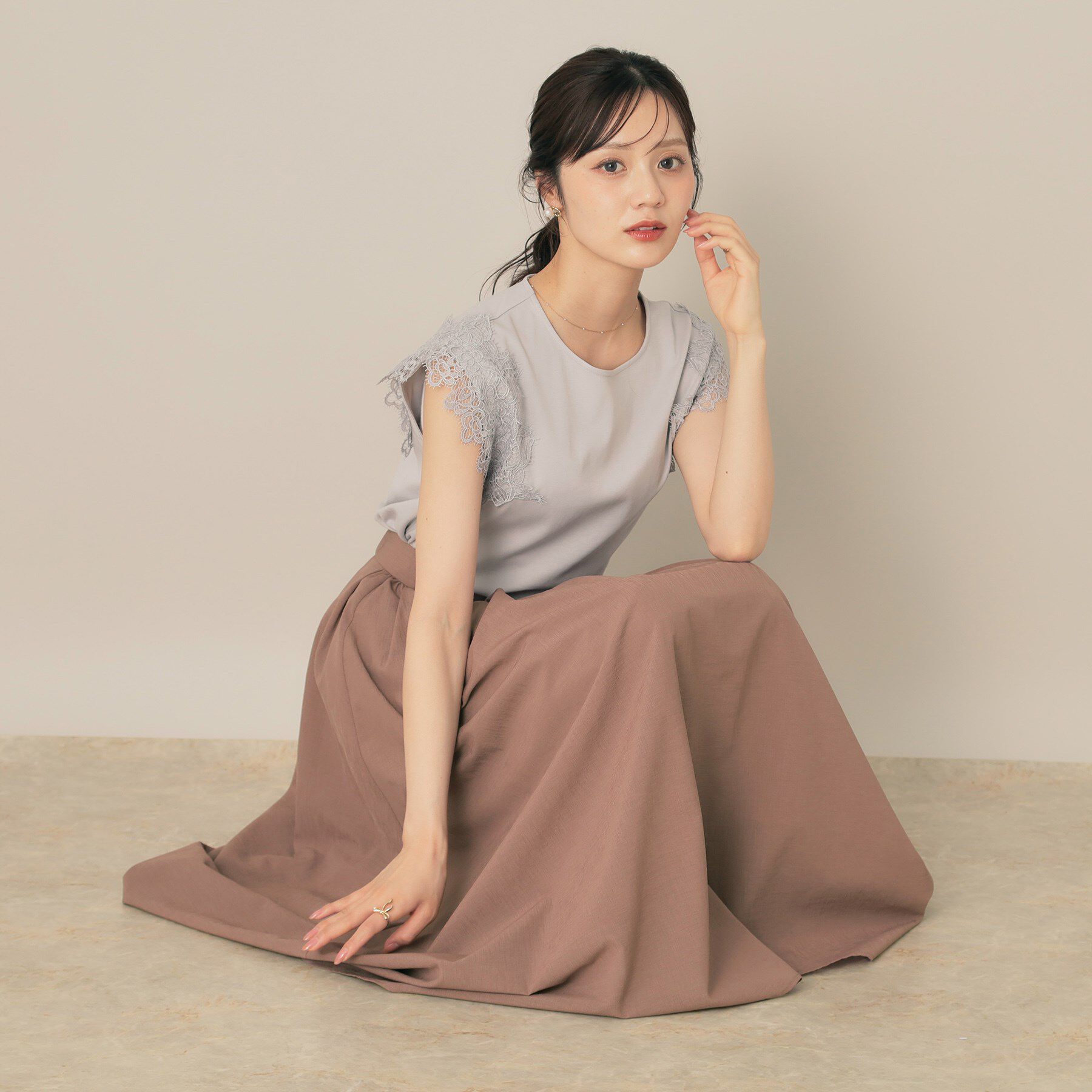 Couture broach「【きれいめ・シアー・通勤】パレットボイルロングスカート」|スカート|ピンク(072)