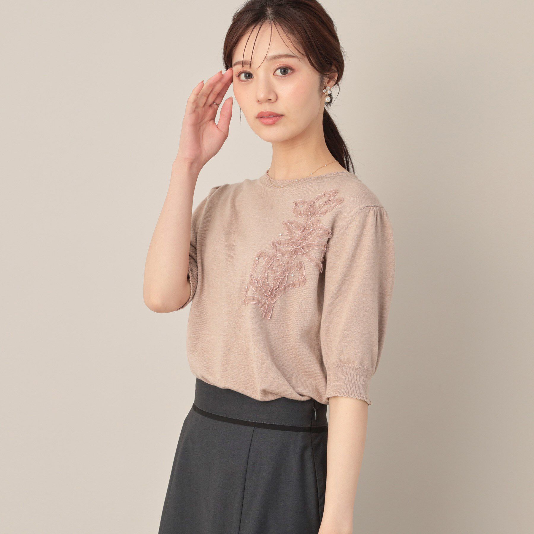 Couture broach「オーガンフリルフラワーニット」|ニット・セーター|