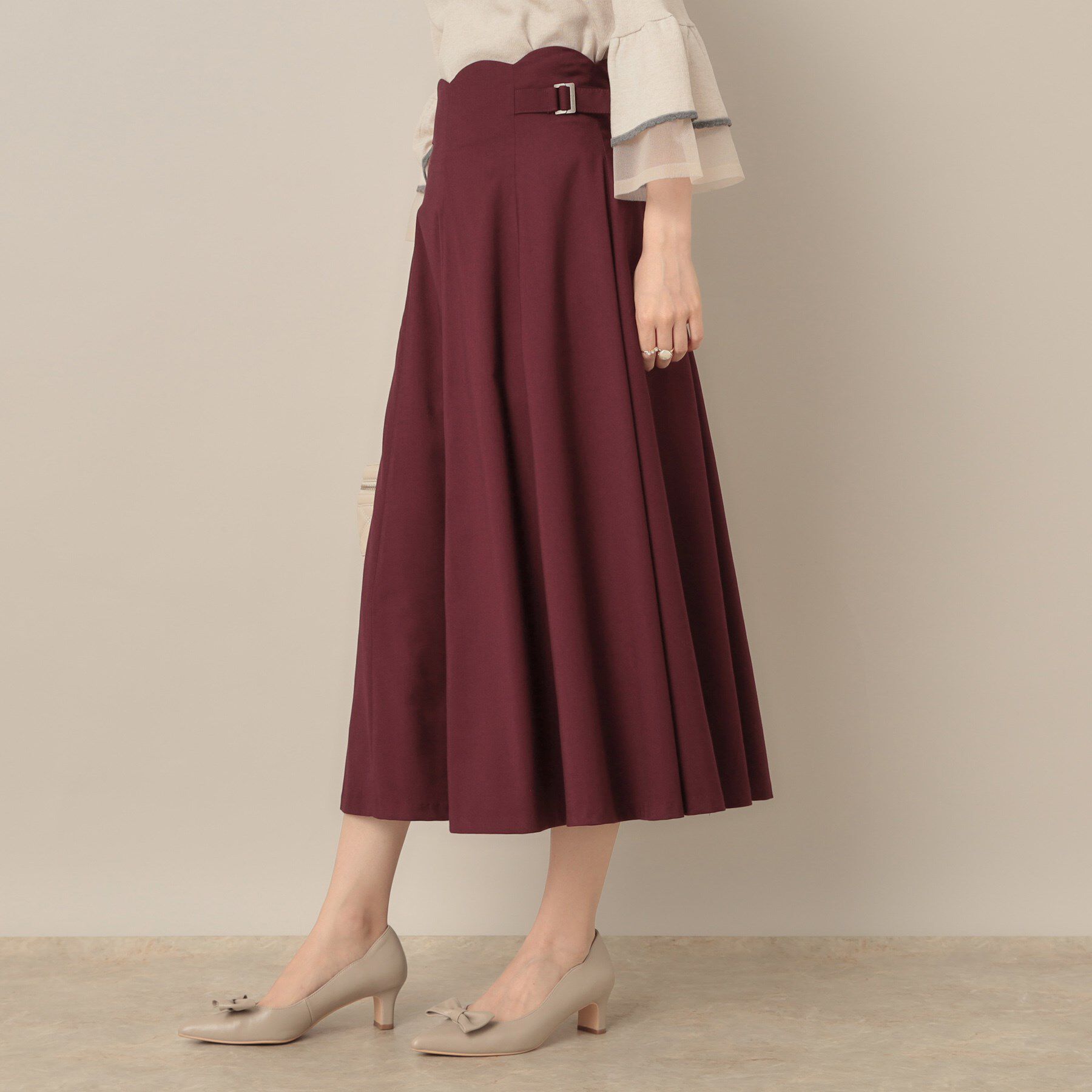 Couture broach「【大人可愛い・通勤】スカラウエスト サイドベルト パネルスカート」|スカート|