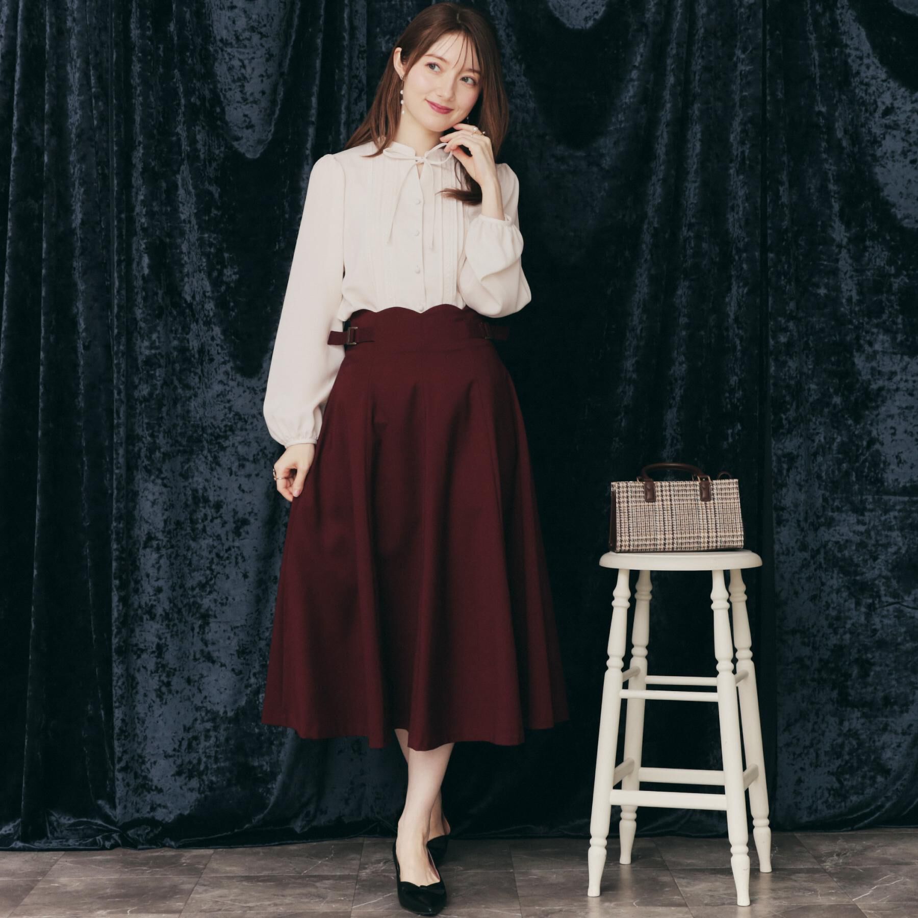 Couture broach「【大人可愛い・通勤】スカラウエスト サイドベルト パネルスカート」|スカート|