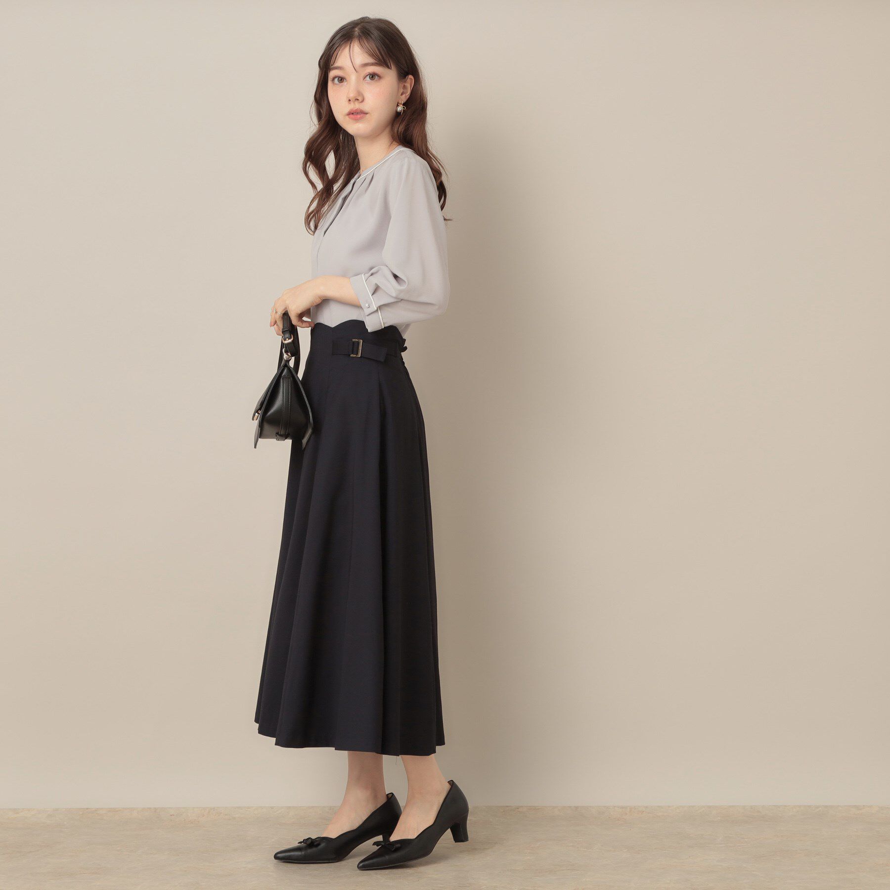 Couture broach「【大人可愛い・通勤】スカラウエスト サイドベルト パネルスカート」|スカート|