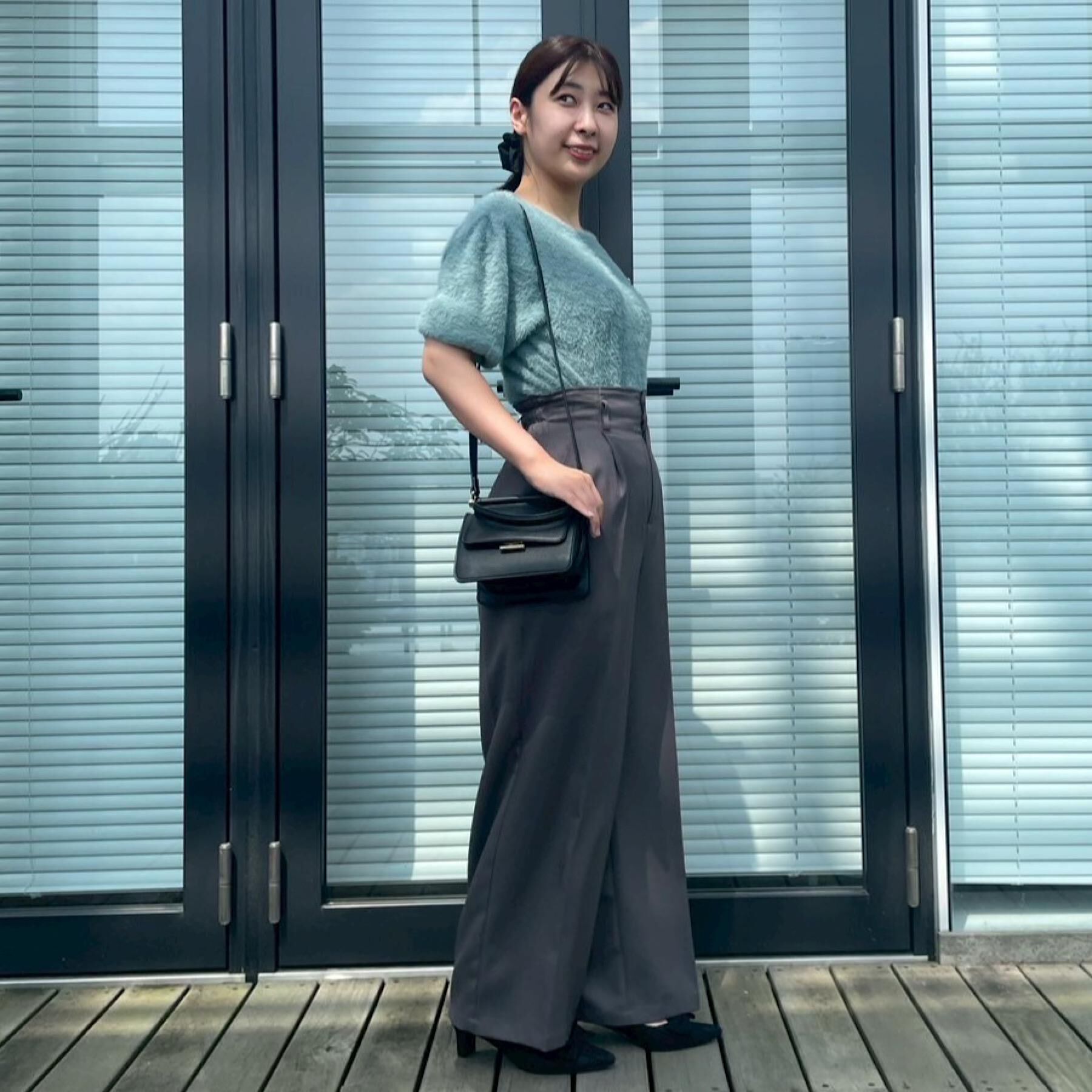 Couture broach「【着映え・5分袖・フェミニン】ラメフェザー半袖ニット」|ニット・セーター|