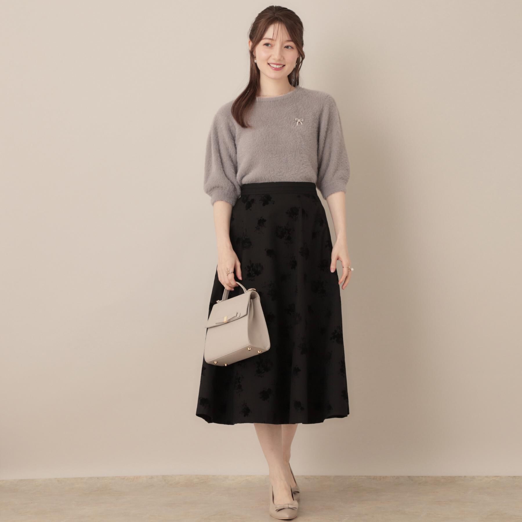 Couture broach「【着映え・5分袖・フェミニン】ラメフェザー半袖ニット」|ニット・セーター|