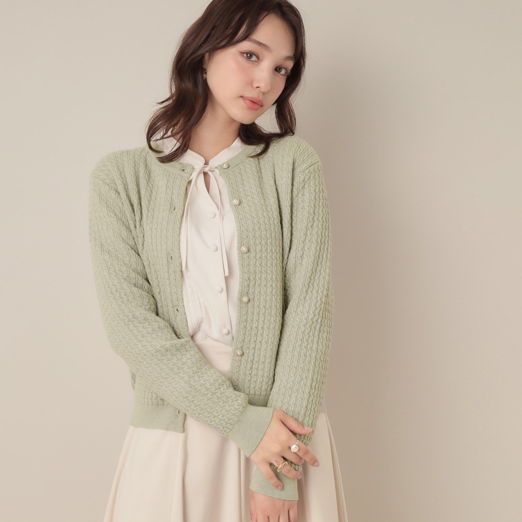 Couture broach「【大人可愛い・きれいめ・通勤】ケーブルカーディガン」|カーディガン|