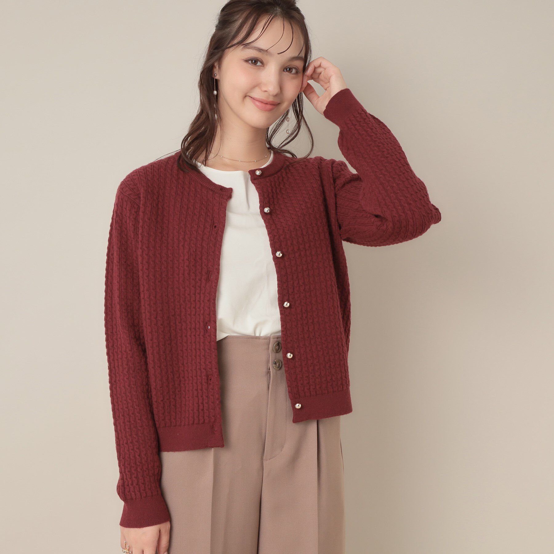 Couture broach「【大人可愛い・きれいめ・通勤】ケーブルカーディガン」|カーディガン|