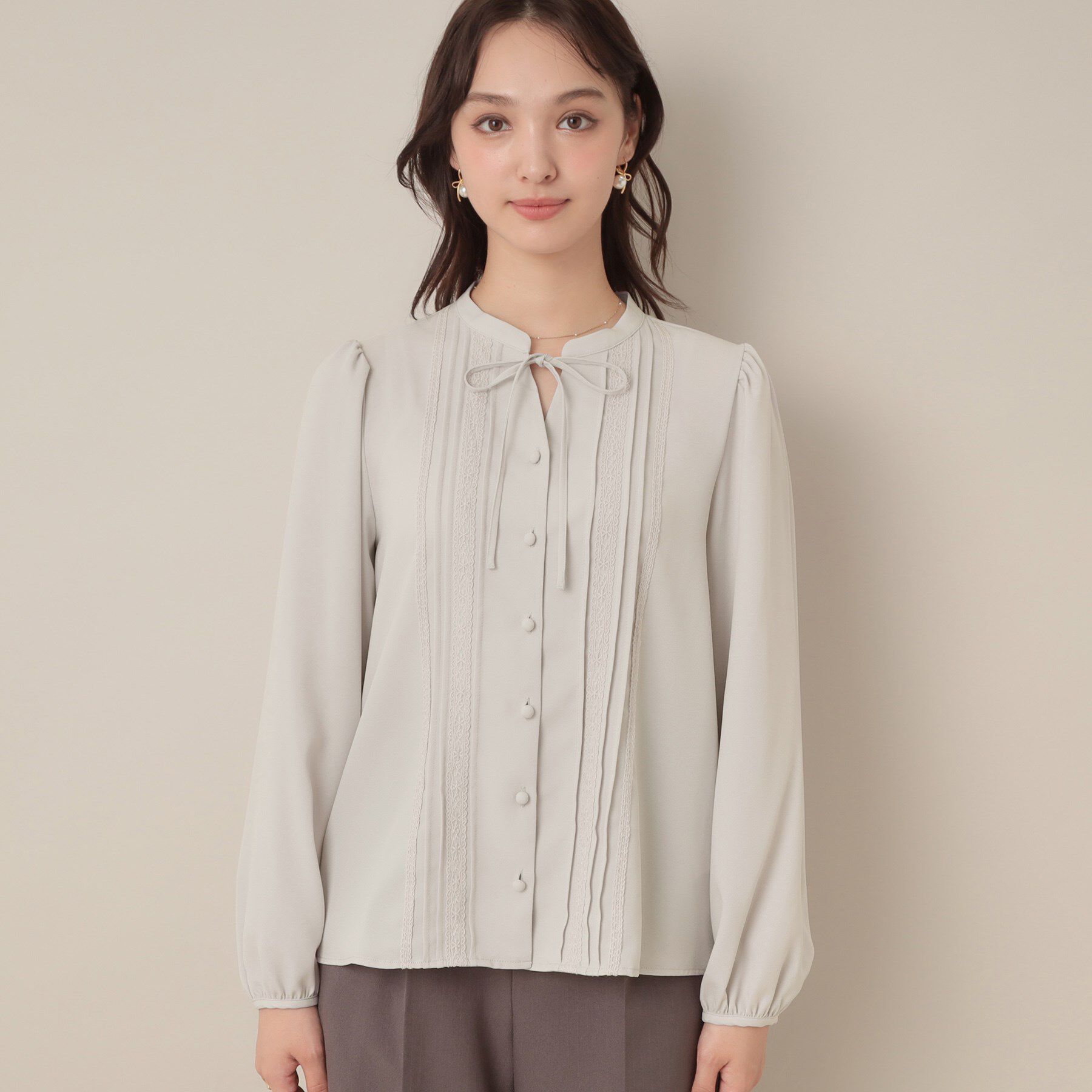 Couture broach「【大人可愛い・通勤】ピンタックレースブラウス」|シャツ・ブラウス|