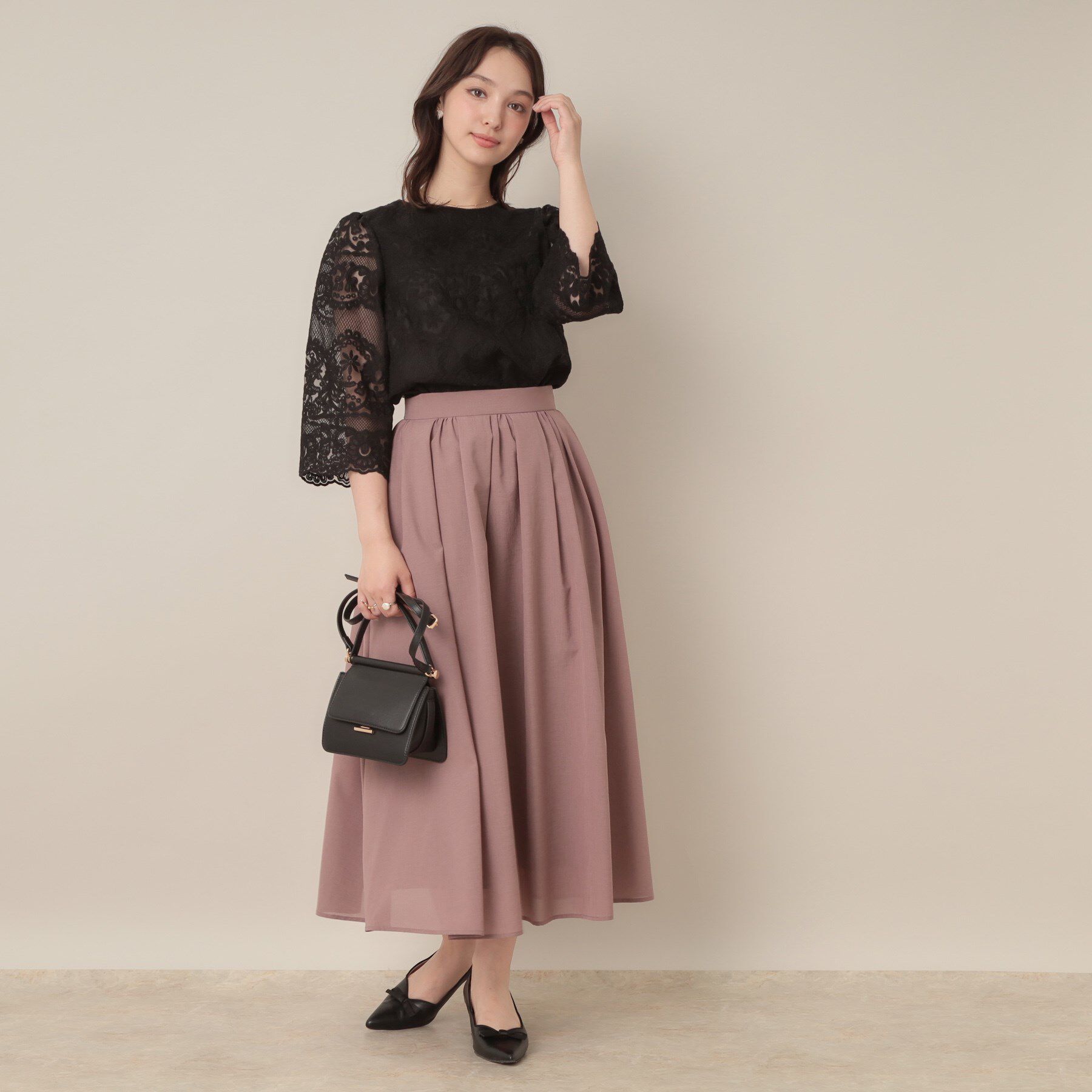 Couture broach「【一枚で着映える・高見え】刺繍レースフレアー袖ブラウス」|シャツ・ブラウス|