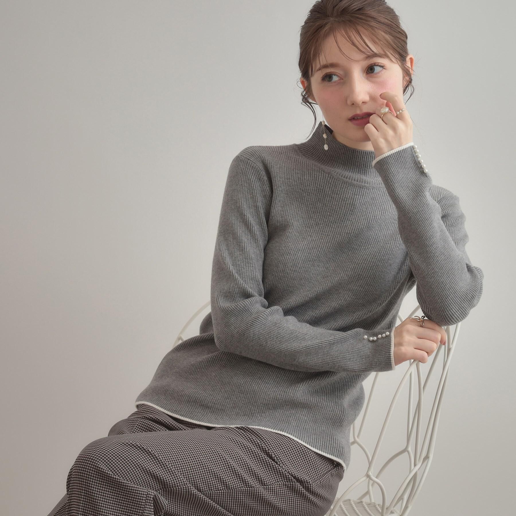 Couture broach「【多機能・フェミニン】パール調リブニット」|ニット・セーター|