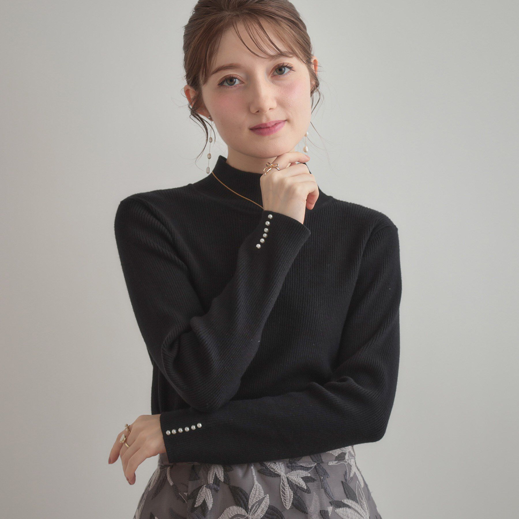 Couture broach「【多機能・フェミニン】パール調リブニット」|ニット・セーター|