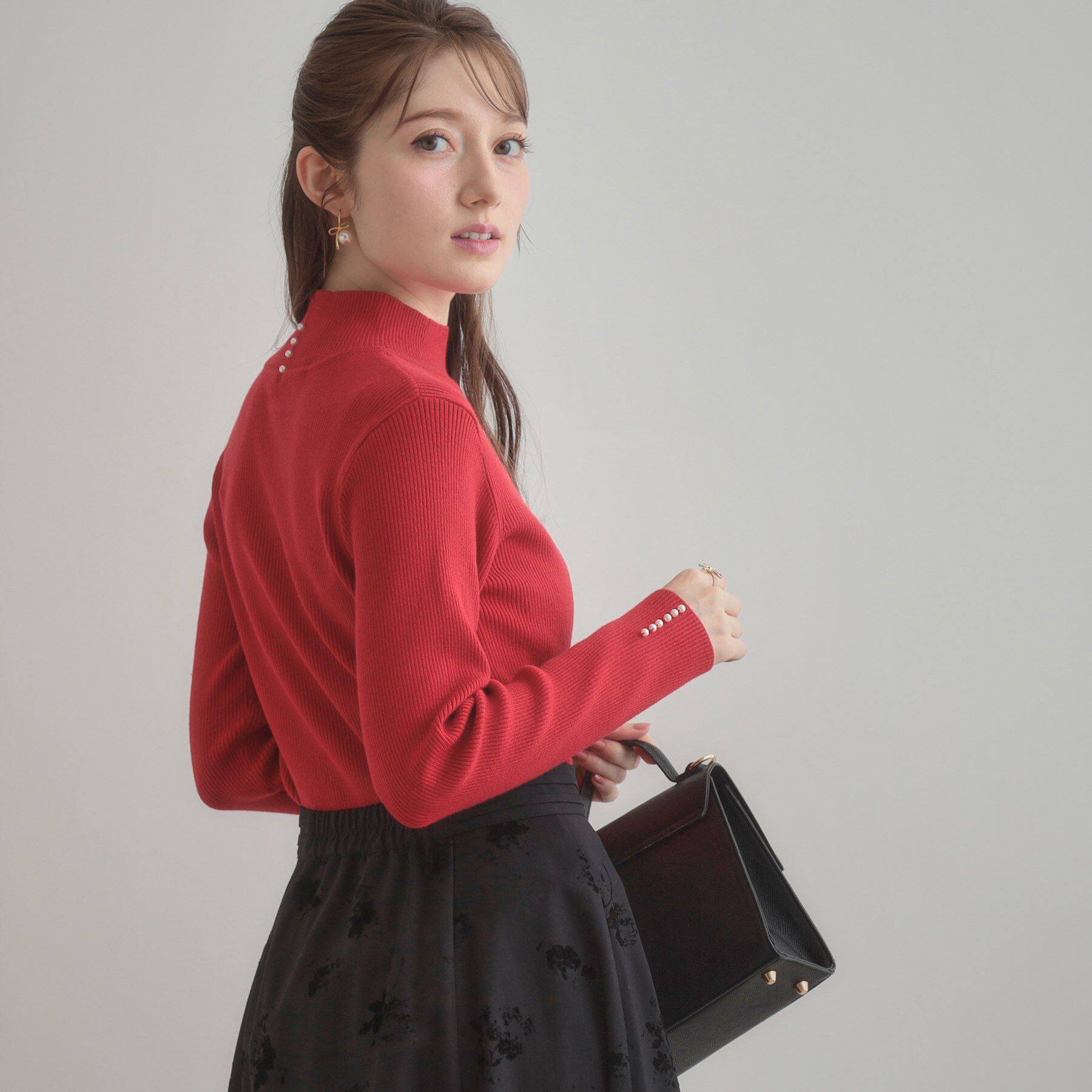 Couture broach「【多機能・フェミニン】パール調リブニット」|ニット・セーター|