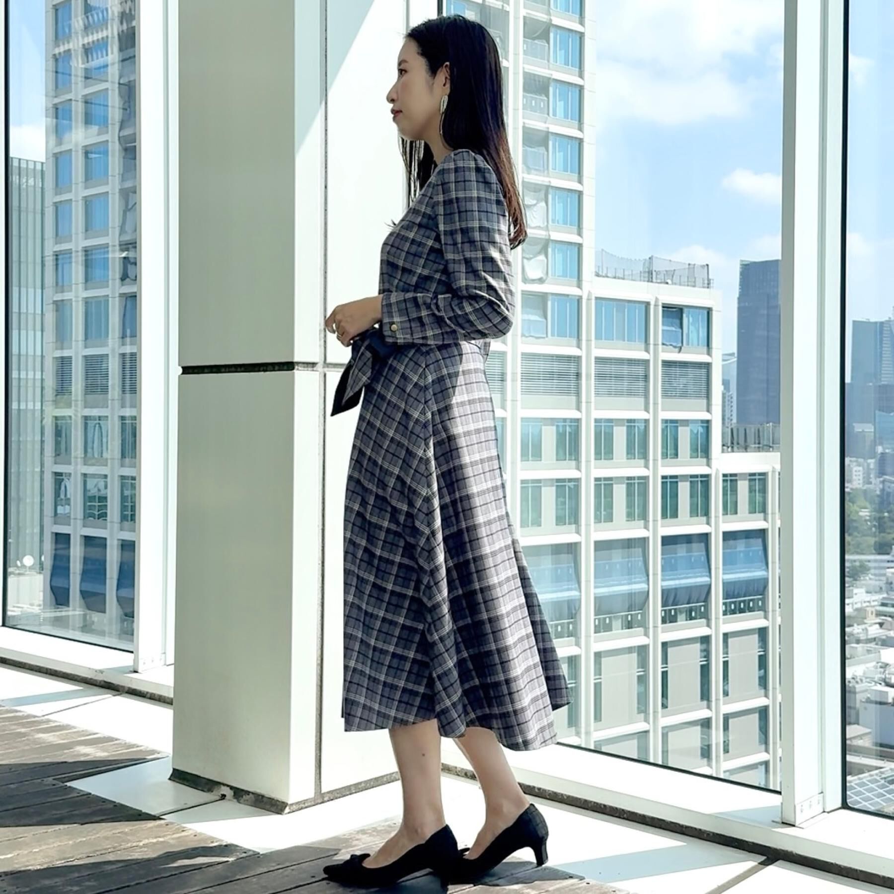 Couture broach「【大人可愛い・微起毛】先染めチェック柄フィット＆フレアワンピース」|ワンピース|