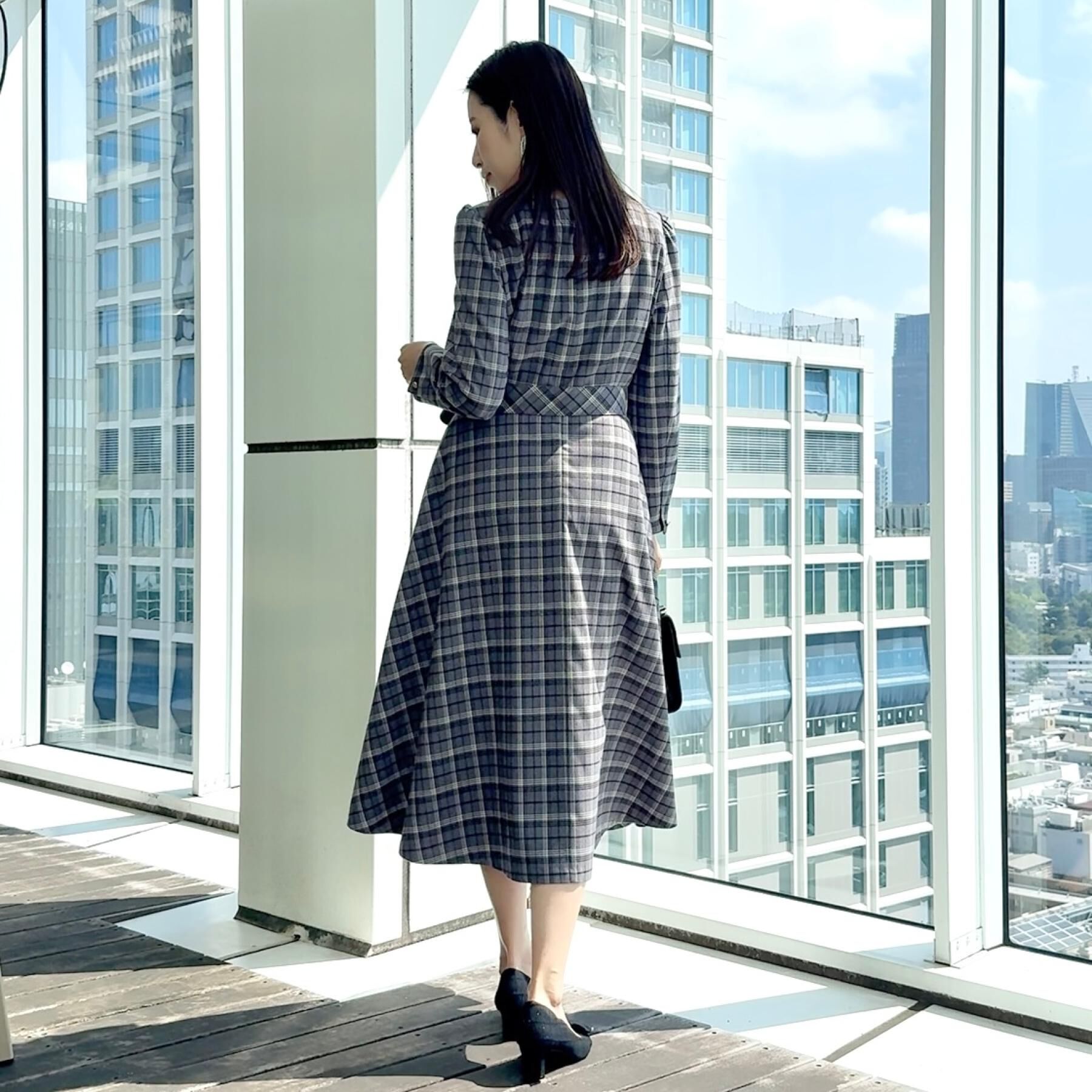 Couture broach「【大人可愛い・微起毛】先染めチェック柄フィット＆フレアワンピース」|ワンピース|