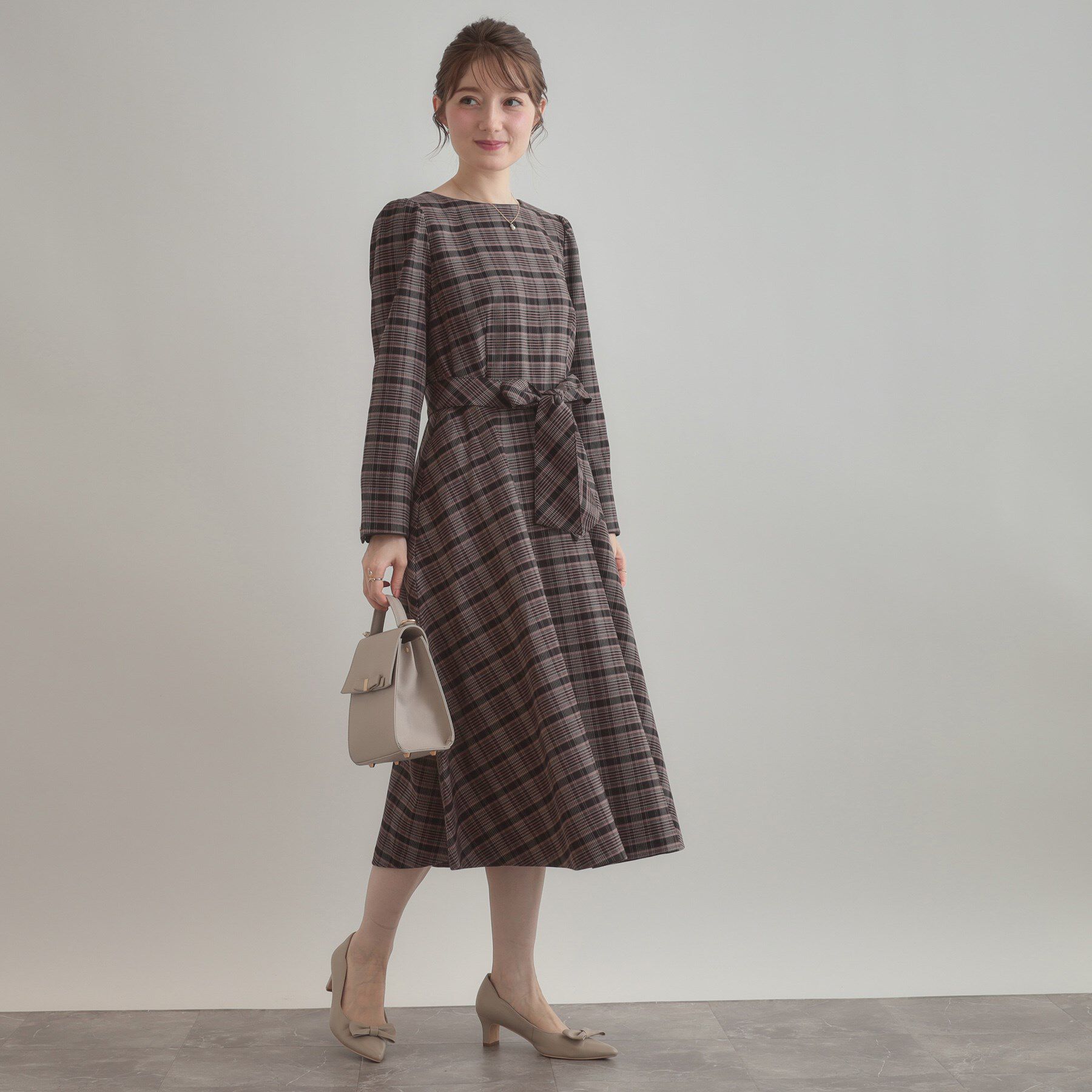Couture broach「【大人可愛い・微起毛】先染めチェック柄フィット＆フレアワンピース」|ワンピース|