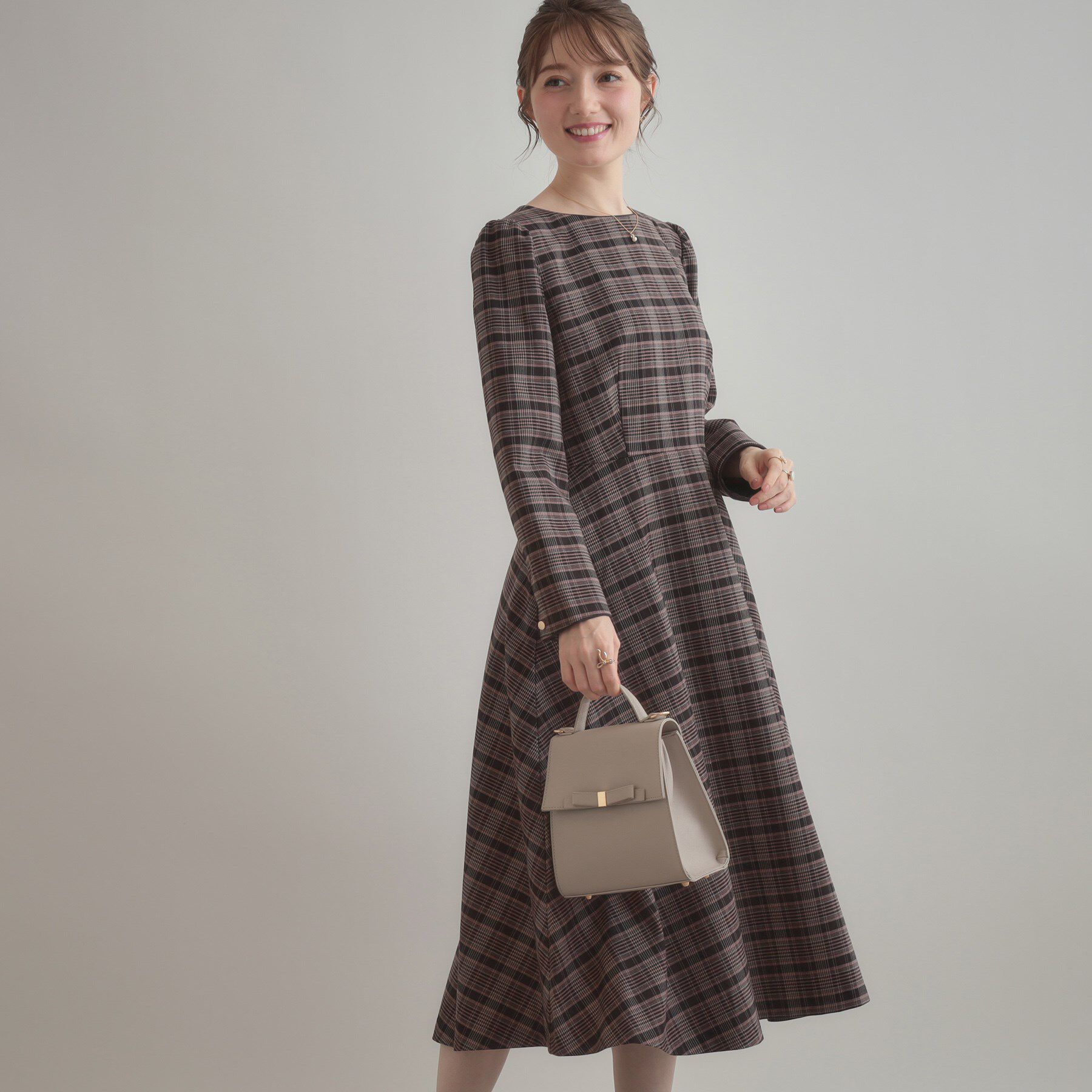 Couture broach「【大人可愛い・微起毛】先染めチェック柄フィット＆フレアワンピース」|ワンピース|