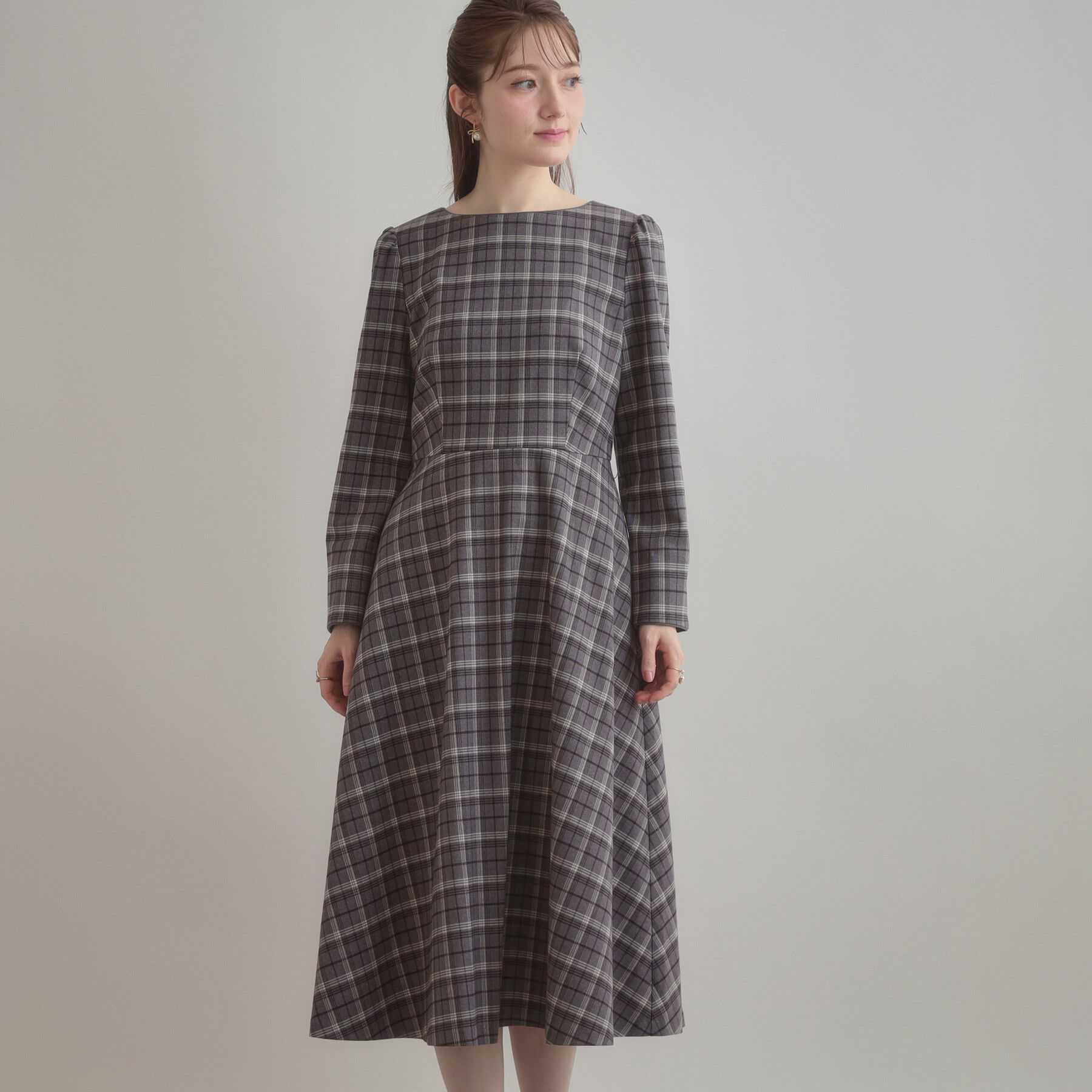 Couture broach「【大人可愛い・微起毛】先染めチェック柄フィット＆フレアワンピース」|ワンピース|