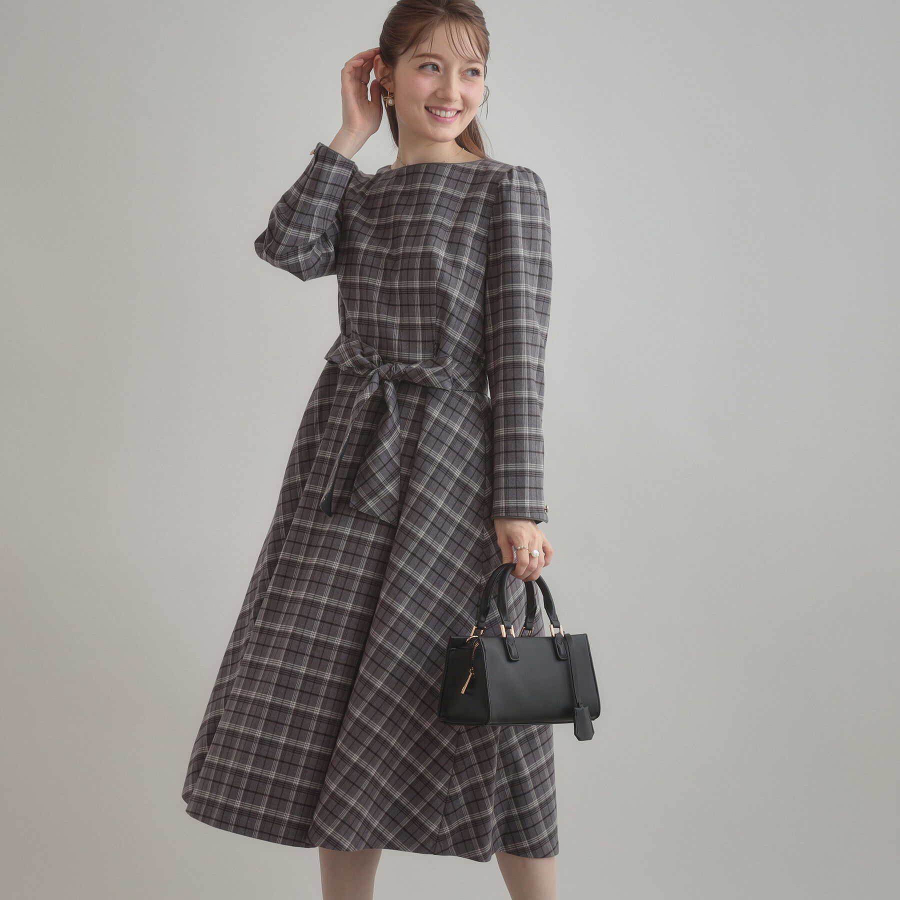 Couture broach「【大人可愛い・微起毛】先染めチェック柄フィット＆フレアワンピース」|ワンピース|