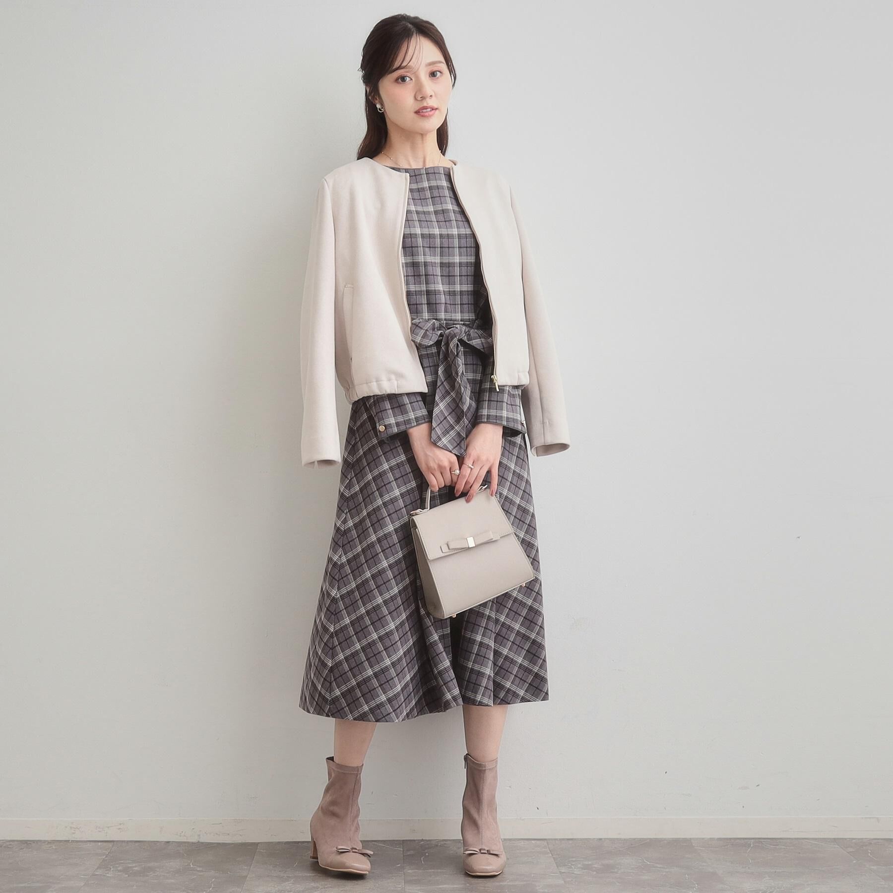 Couture broach「【大人可愛い・微起毛】先染めチェック柄フィット＆フレアワンピース」|ワンピース|