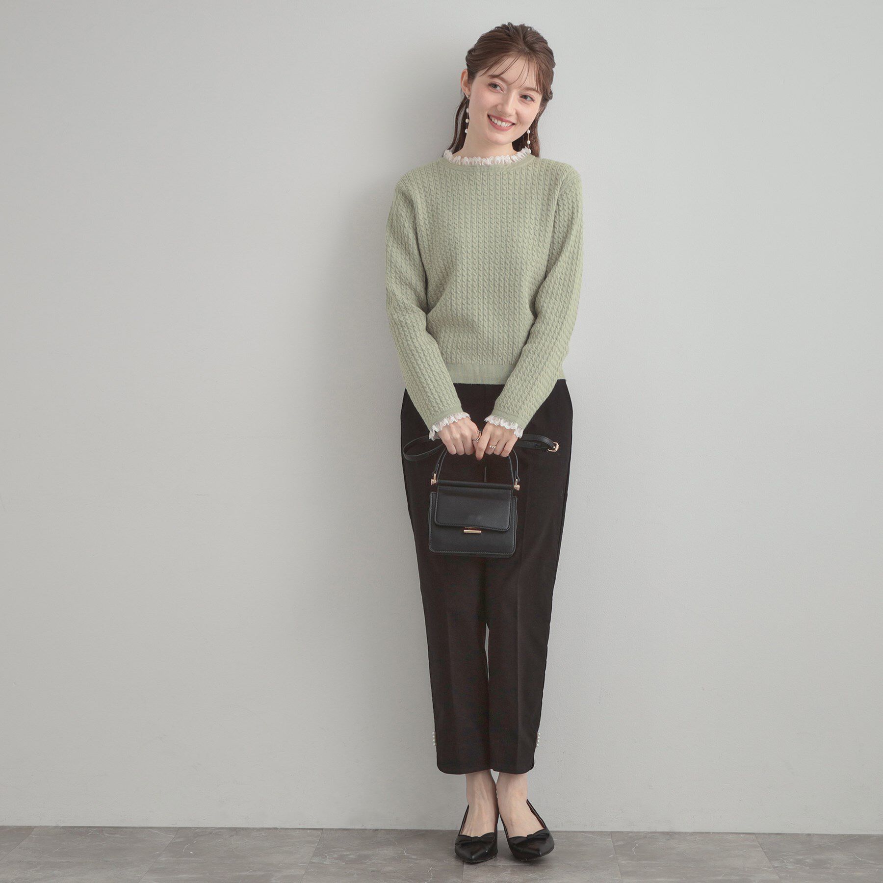 Couture broach「【大人上品・着映え】ケーブルレース バックリボンニット」|ニット・セーター|