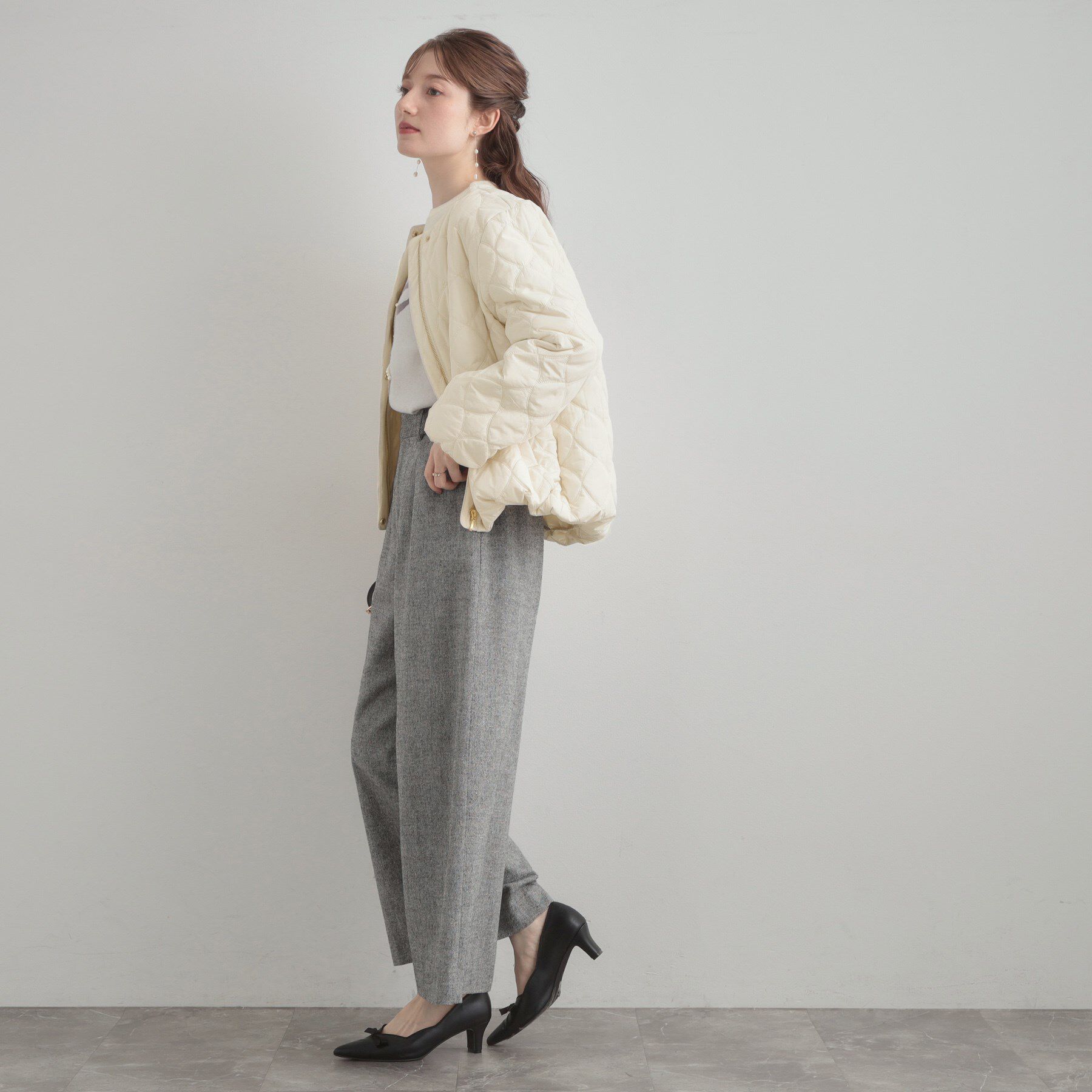 Couture broach「【撥水・大人可愛い】リボンキルティングジャケット」|ブルゾン・スタジャン|