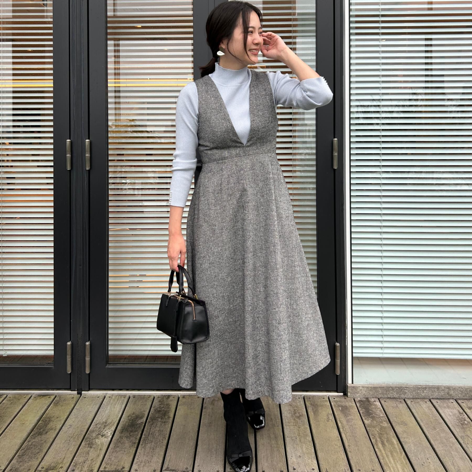 Couture broach「【通勤・大人上品】ラメツイード ジャンパースカート」|ワンピース|