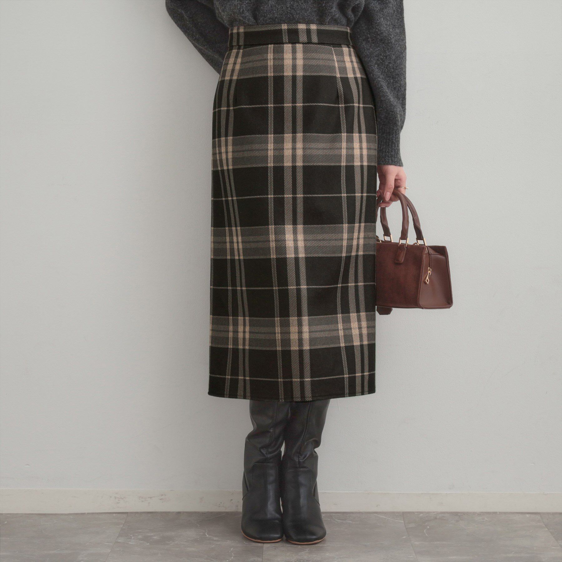 Couture broach「【洗える/微起毛】Iライン チェックスカート」|スカート|